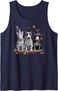 Funny Bull Terrier Ghost Dogs Halloween for Women Men Sleeveless Tank Top - Navy Blue