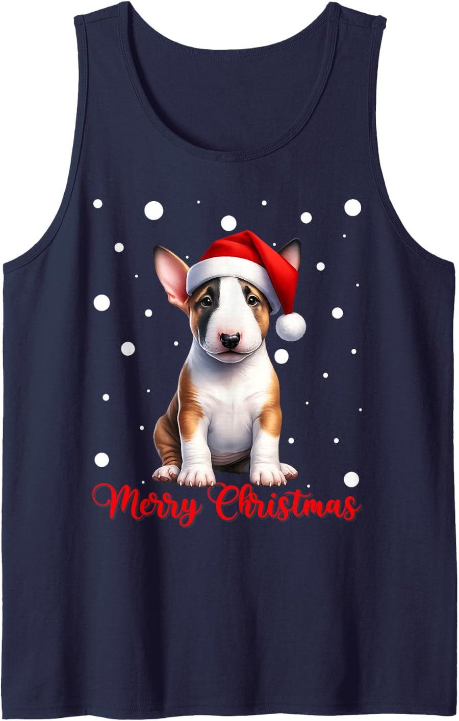 Merry Christmas Cute Bull Terrier Dog Ugly Xmas Sweaters Tank Top - Navy Blue