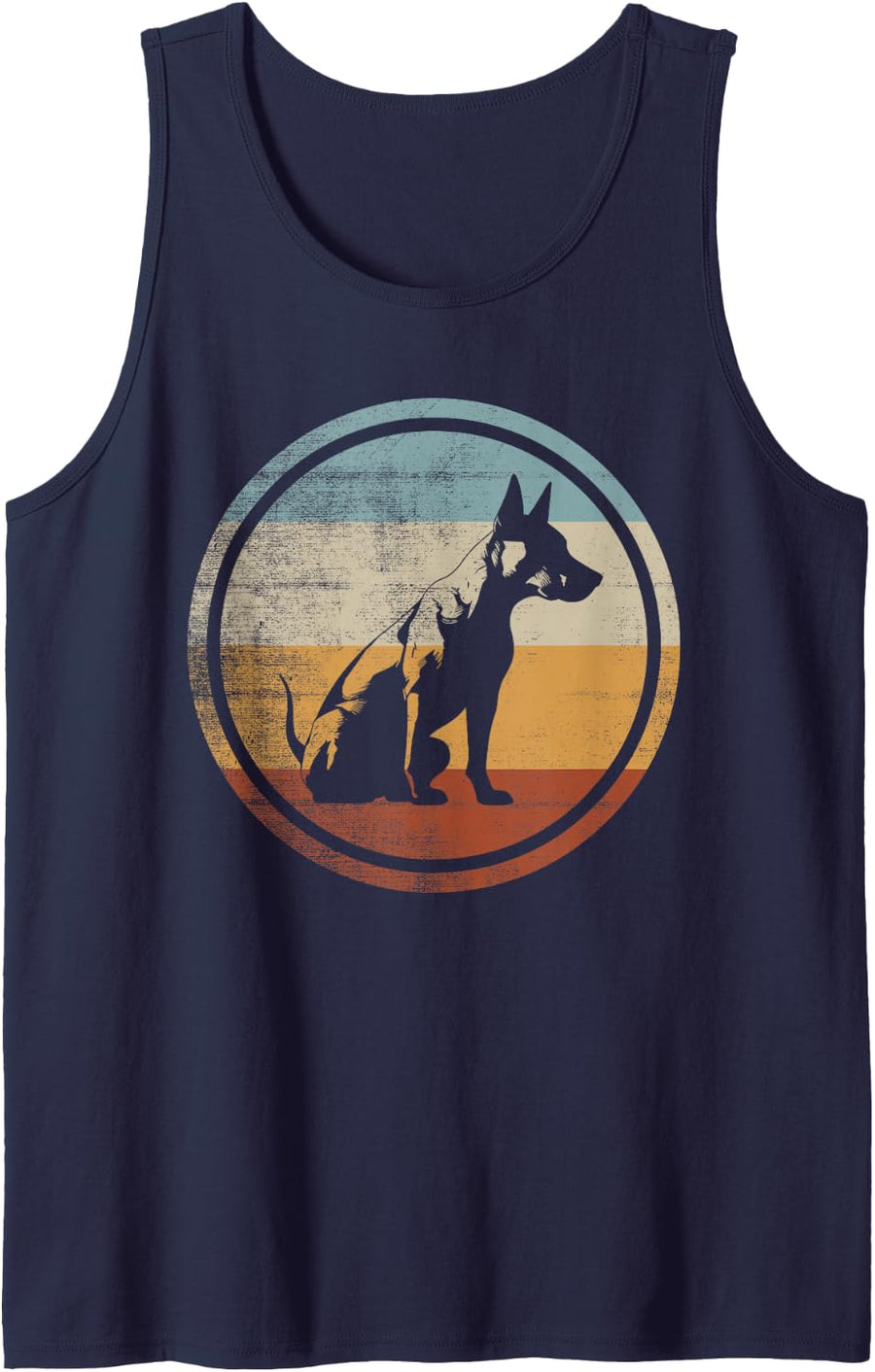 Retro Vintage Design Miniature Bull Terrier Dog Sleeveless Tank Top - Navy Blue