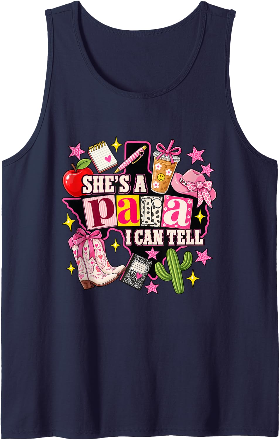 She’s A para I Can Tell Funny Paraprofessional Sleeveless Tank Top - Navy Blue