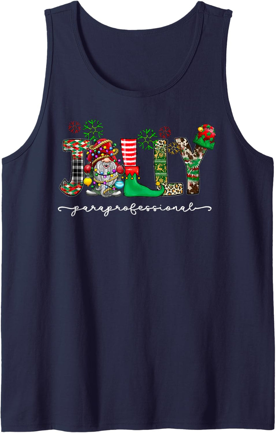 Jolly Paraprofessional, School Paraprofessional Christmas Sleeveless Tank Top - Navy Blue