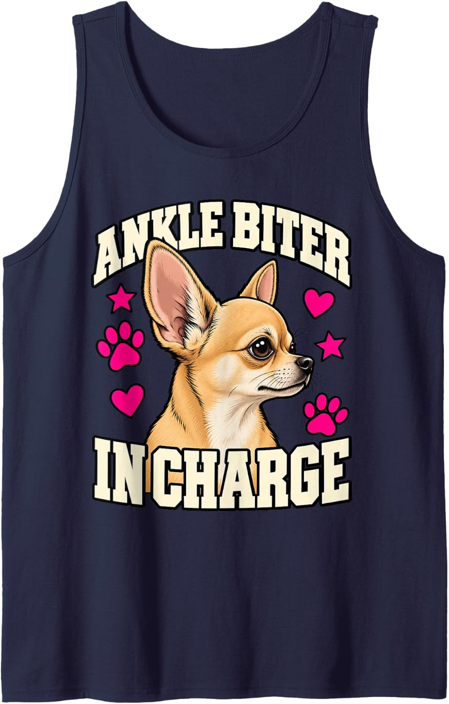 Chihuahua Ankle Biter in Charge Dog Owner Sassy Sleeveless Tank Top - Navy Blue