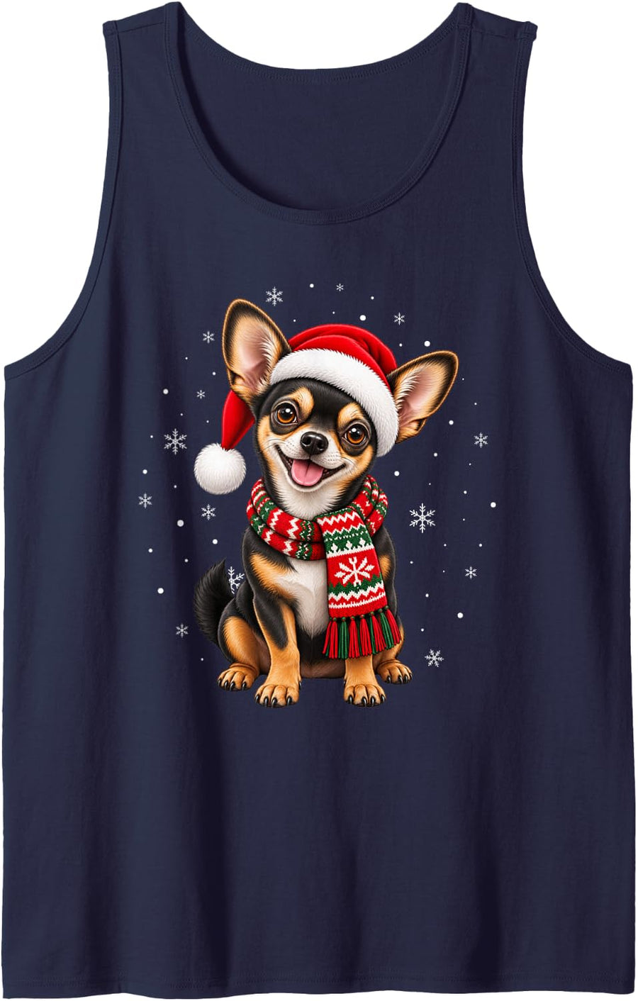 Cute Chihuahua Dogs Christmas Santa Xmas Dog Sleeveless Tank Top - Navy Blue