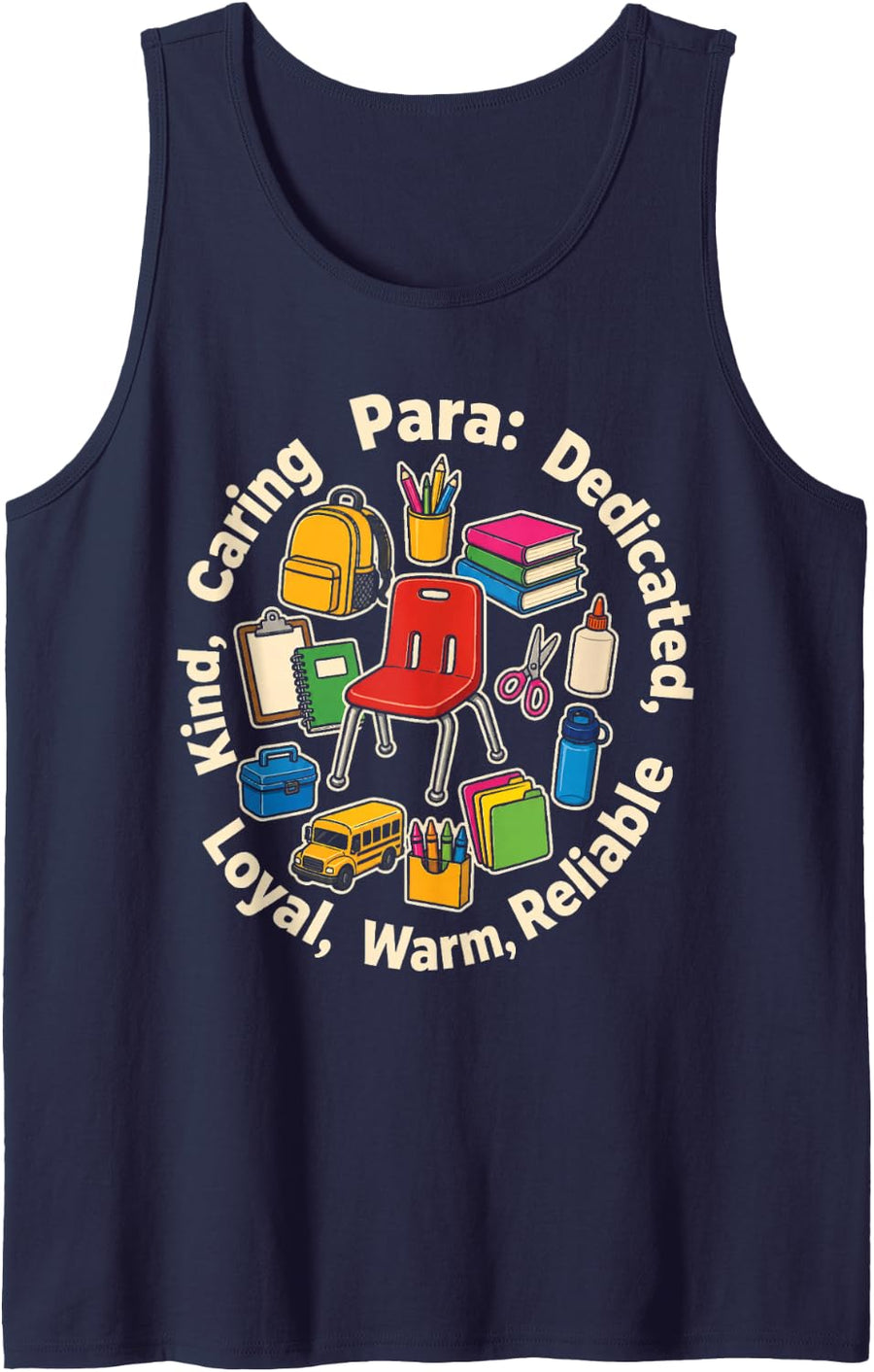 Paraprofessional para Dedicated Reliable Loyal Kind Sleeveless Tank Top - Navy Blue