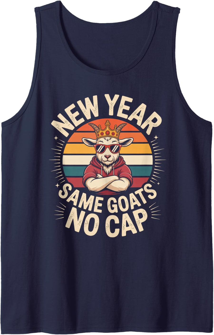 Vintage NEW Year Same Goats NO Cap Goated Rizz Teacher Happy Tank Top - Navy Blue