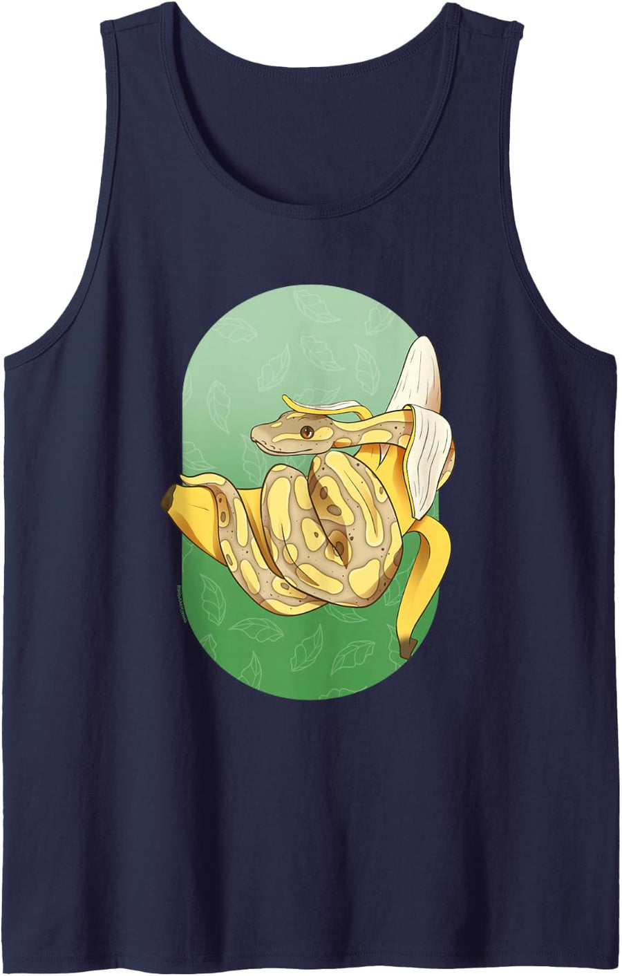 Banana Ball Python Cute Illustrated Sleeveless Tank Top - Navy Blue