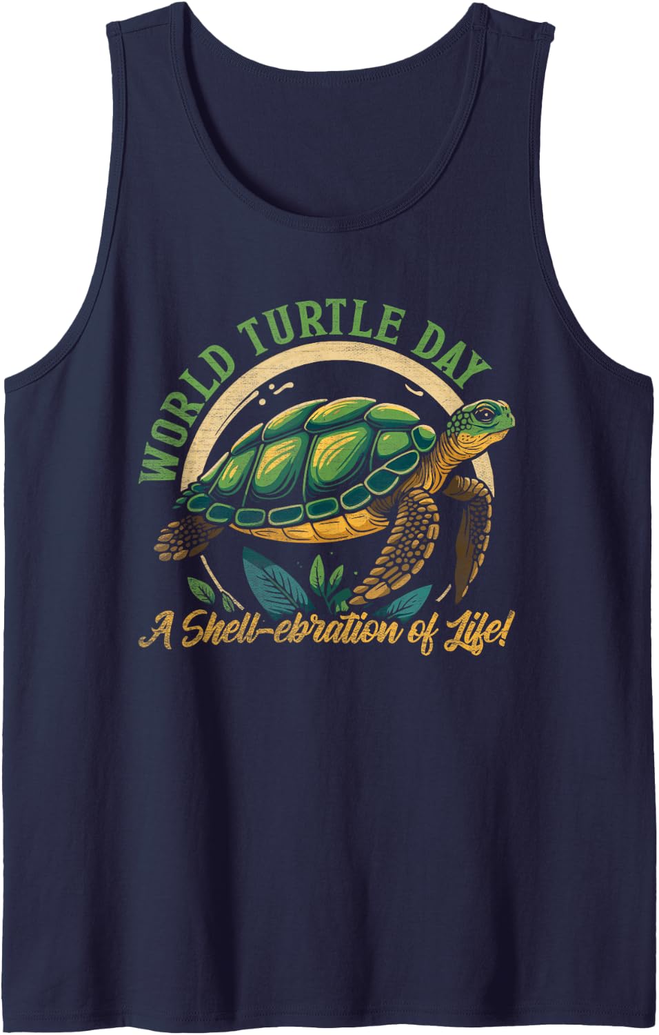 World Turtle Day A Shell Ebration of Life Tortoise Lover Tank Top - Navy Blue