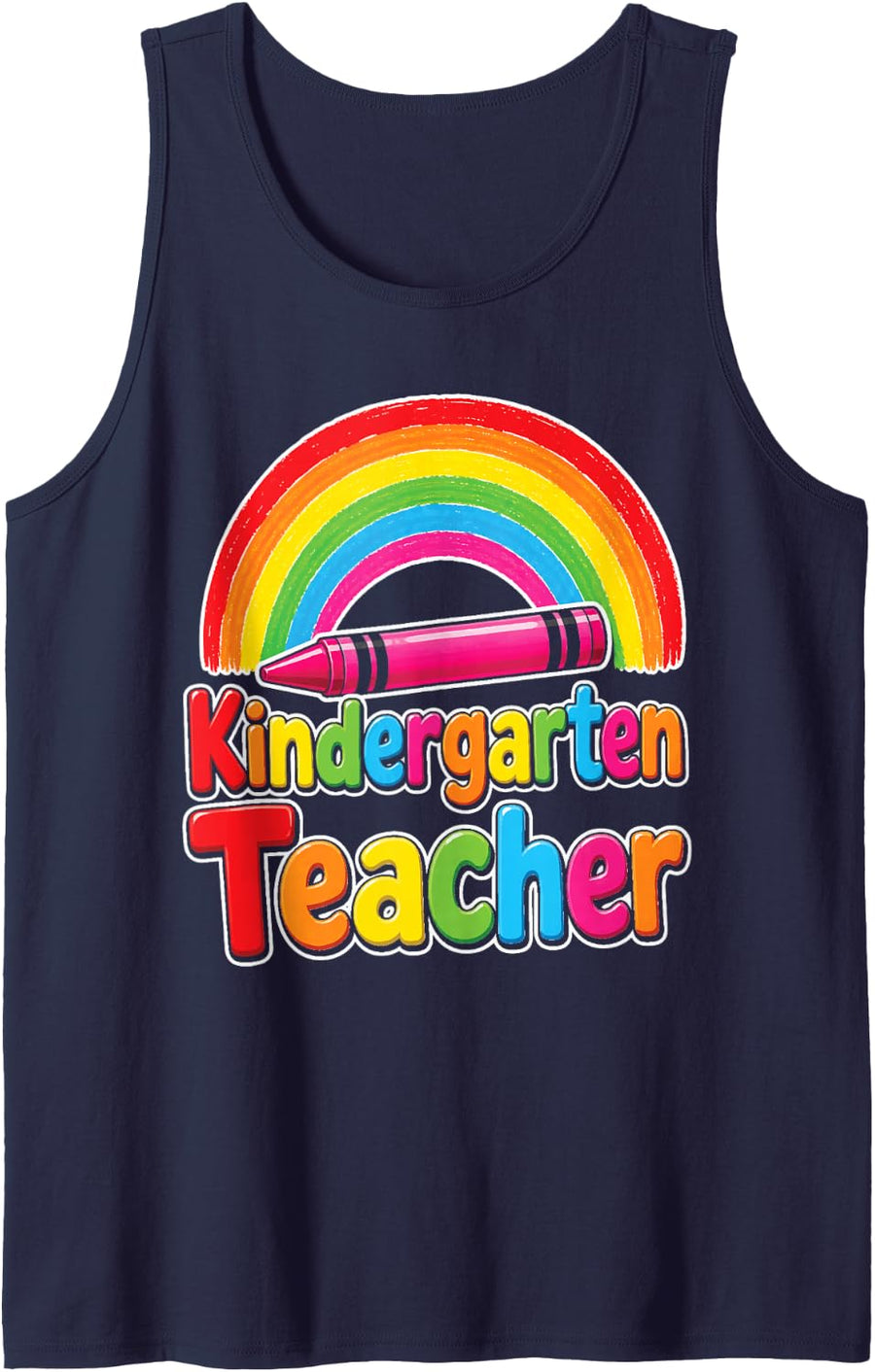 Kindergarten Teacher Rainbow Elementary School Gift Idea Sleeveless Tank Top - Navy Blue