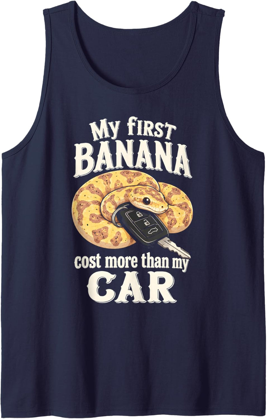 Banana Ball Python My First One Cost More Than My Car Sleeveless Tank Top - Navy Blue