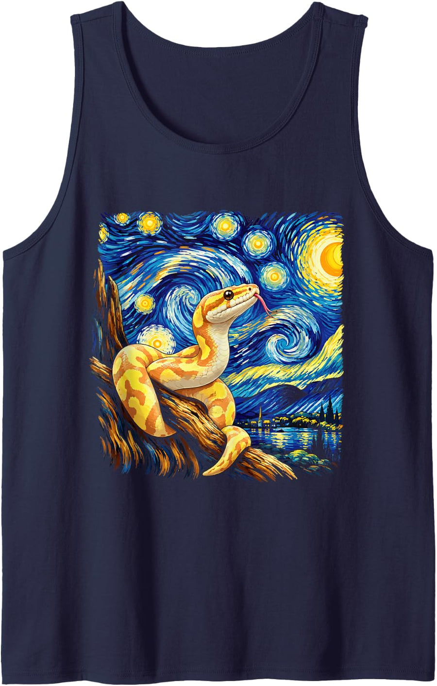 Ball Python Lover Food Enclose Starry Banana Ball Python Sleeveless Tank Top - Navy Blue