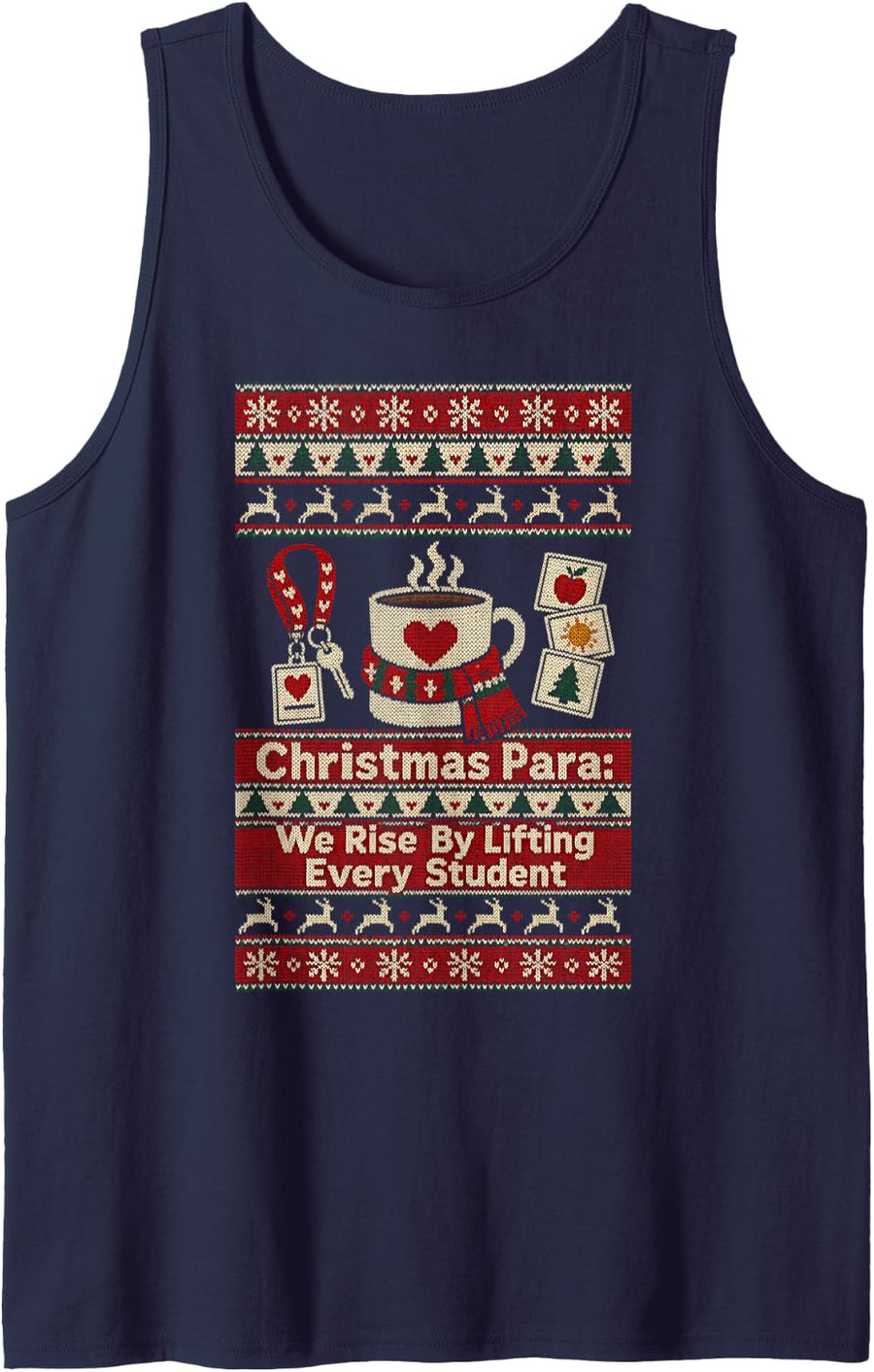 para Lifting Every Student Paraprofessional Christmas Sleeveless Tank Top - Navy Blue