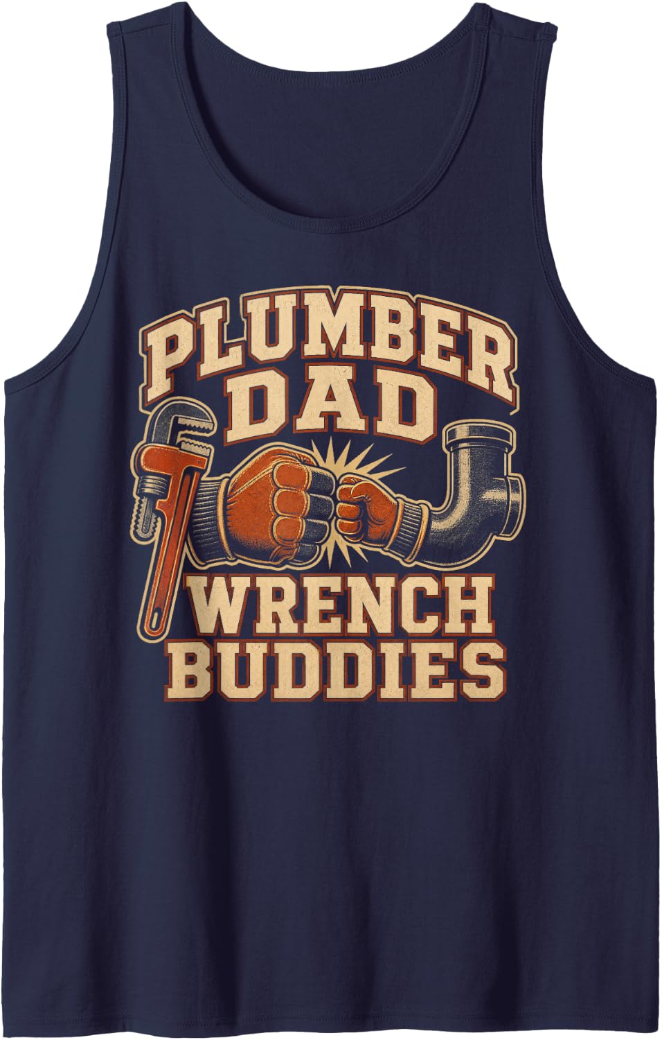 Plumber Dad Wrench Buddies Pipe Fitter Sleeveless Tank Top - Navy Blue