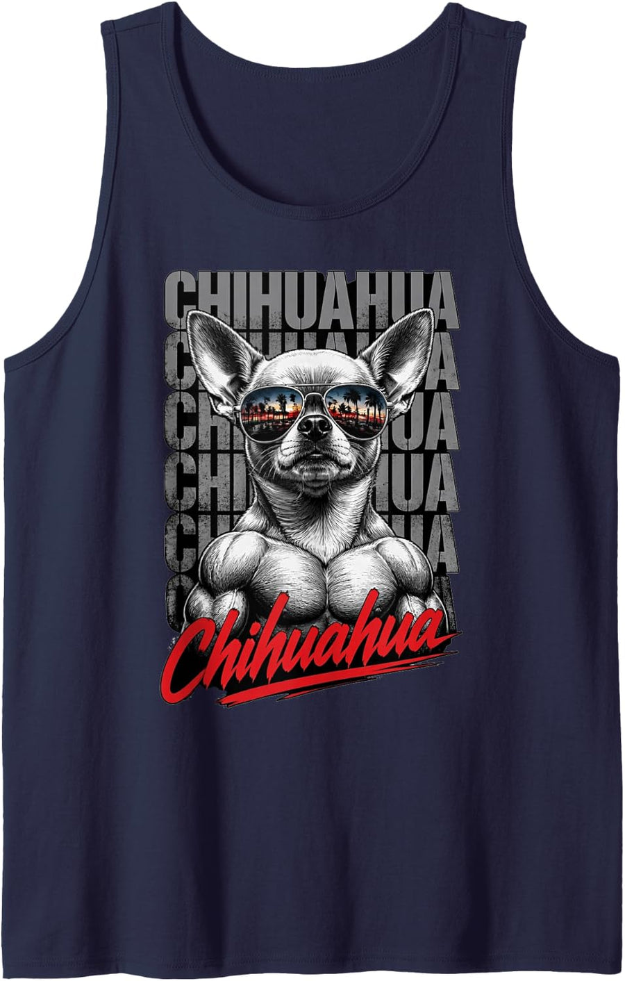 Chihuahua Dog Lover Funny Dog Breed Vintage Design Sleeveless Tank Top - Navy Blue