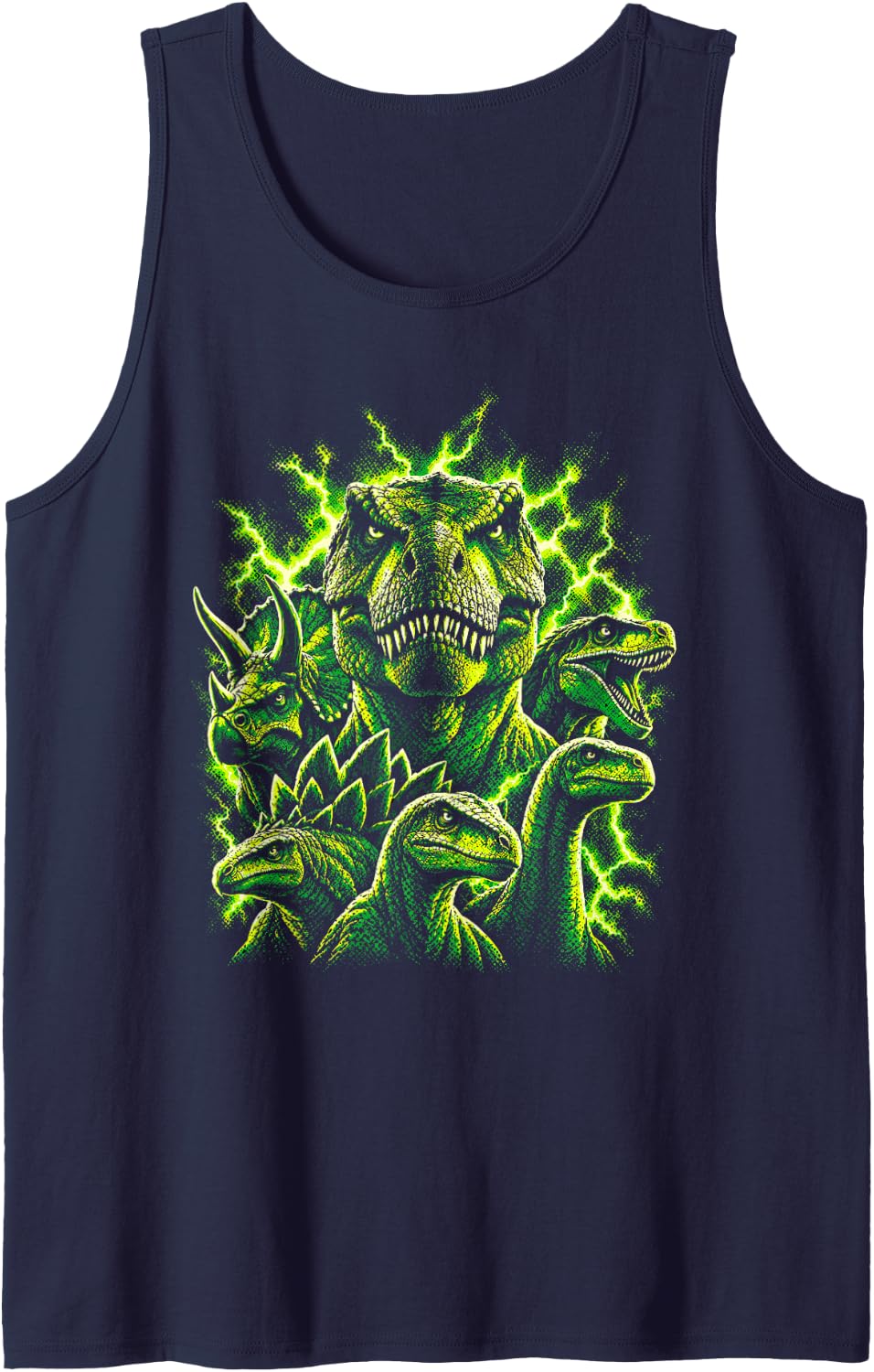 Funny Dinosaur Bootleg Sleeveless Tank Top - Navy Blue