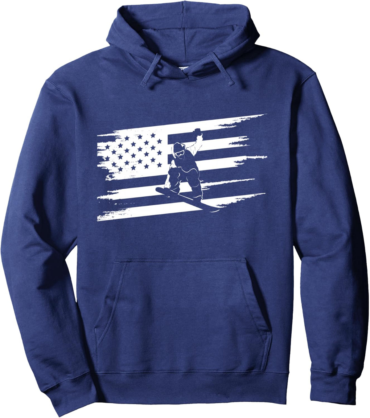 Snowboard Clothing for Snowboarders American Flag Snowboard Pullover Hoodie - Men's Classic Black Long Sleeve Hooded Neck
