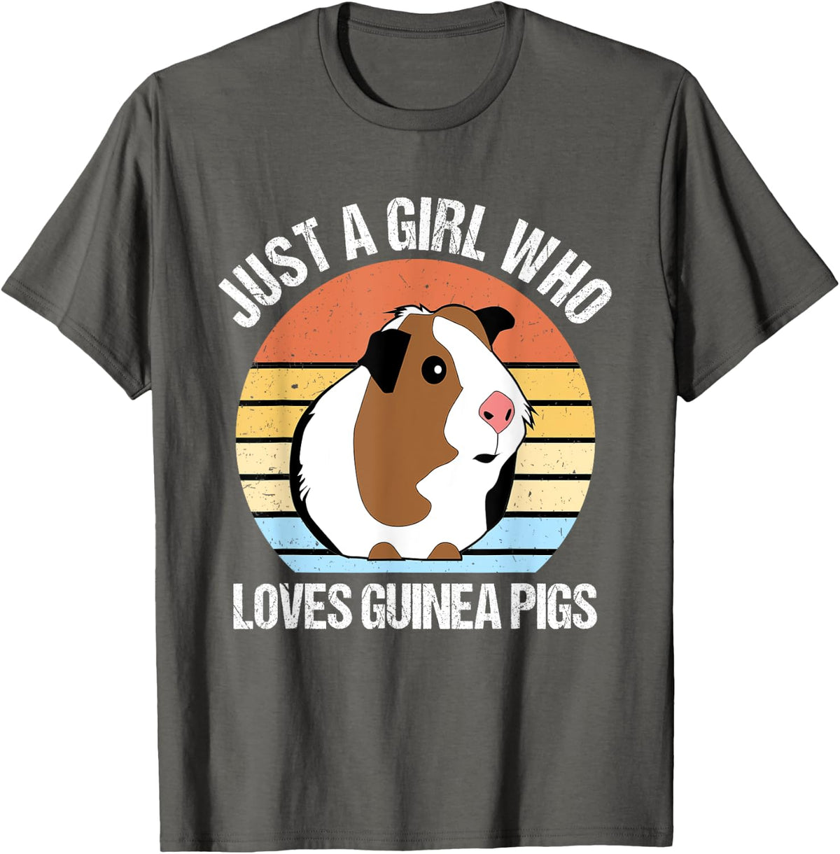 Just A Girl Who Loves Guinea Pigs Vintage Guinea Pig T-Shirt - Asphalt Grey