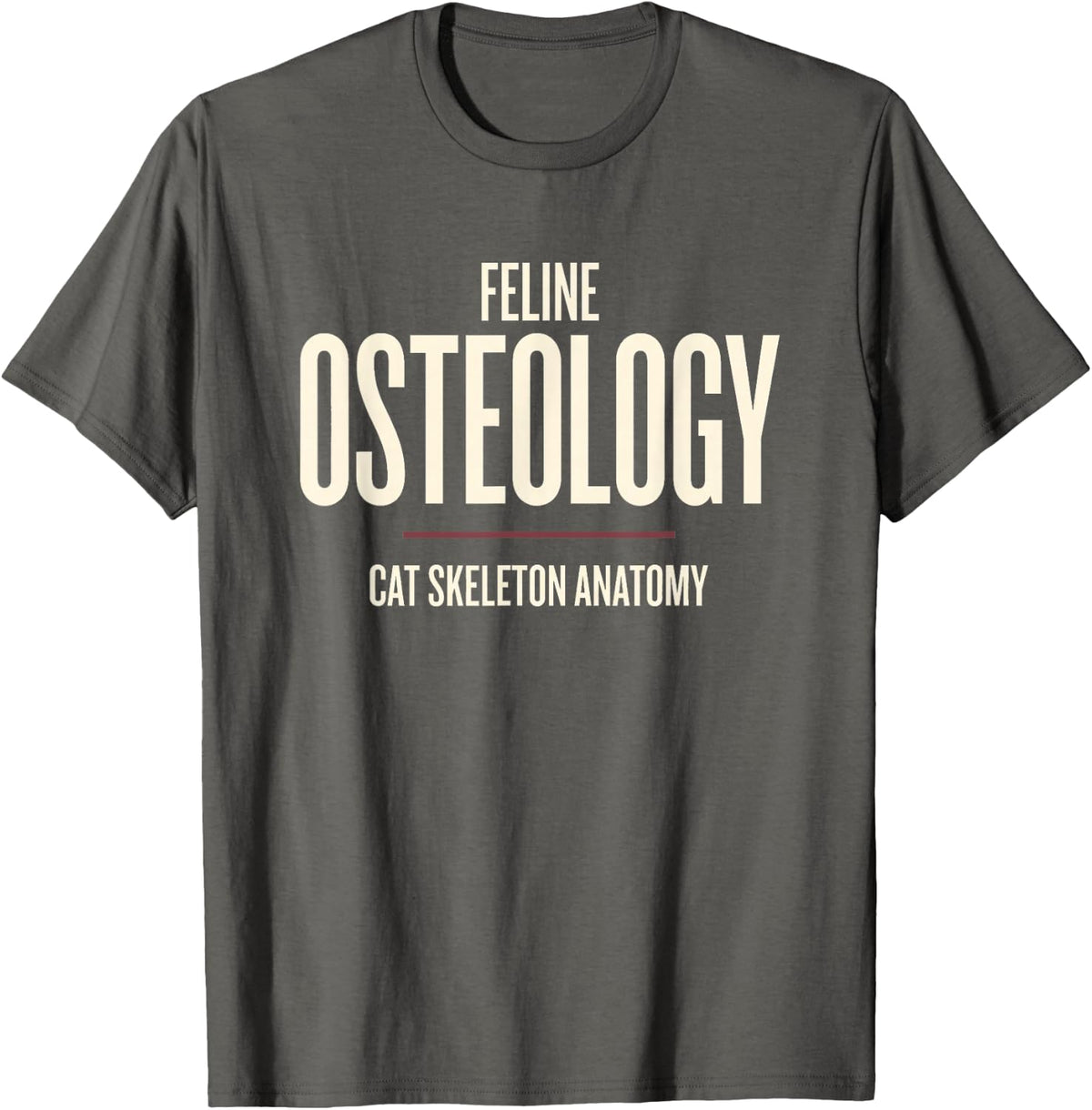 Cat Skeleton Anatomy Chart Feline Science Humor Design T-Shirt - Asphalt Grey