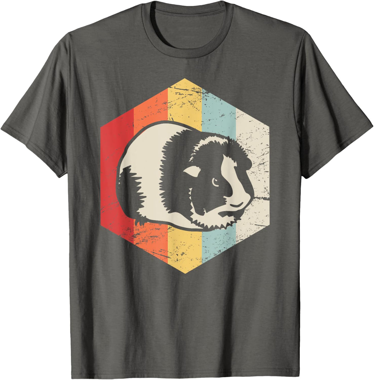 Retro Style Pet Guinea Pig T-Shirt - Asphalt Grey