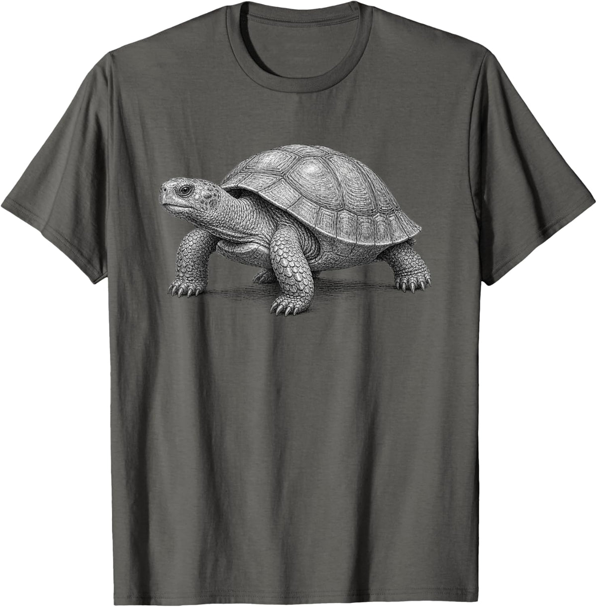 Tortoise Turtle Reptile Vintage Sketch Illustration T-Shirt - Asphalt Grey