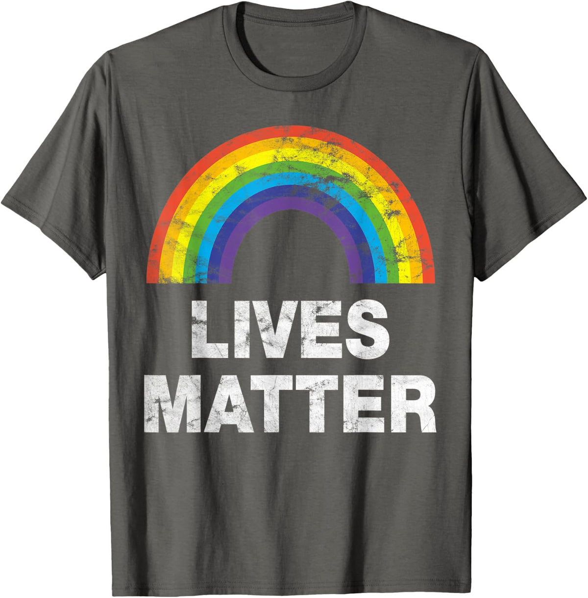 Vintage LGBT Rainbow flag lives matter pride month T-shirt - Asphalt Grey