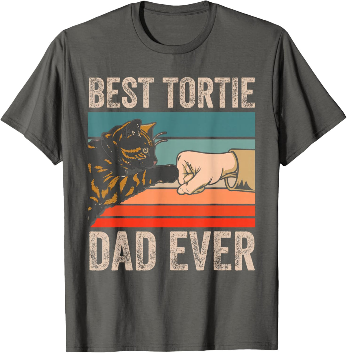 Best Tortie Dad Ever Tortoiseshell Cat Lover Retro T-Shirt - Asphalt Grey