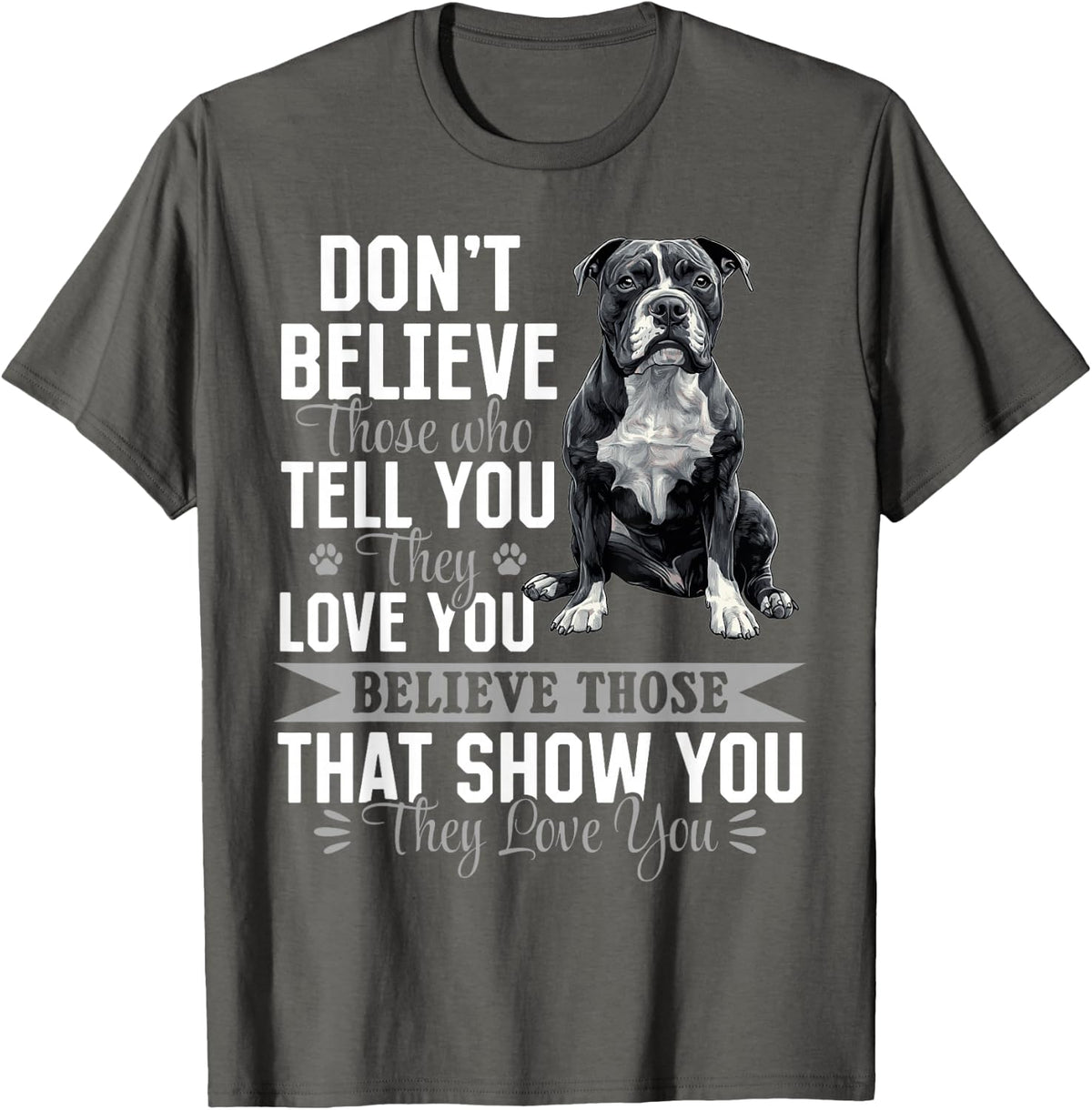 Pitbull Terrier Dog Breed Don´t believe those who tell you T-Shirt - Asphalt Grey