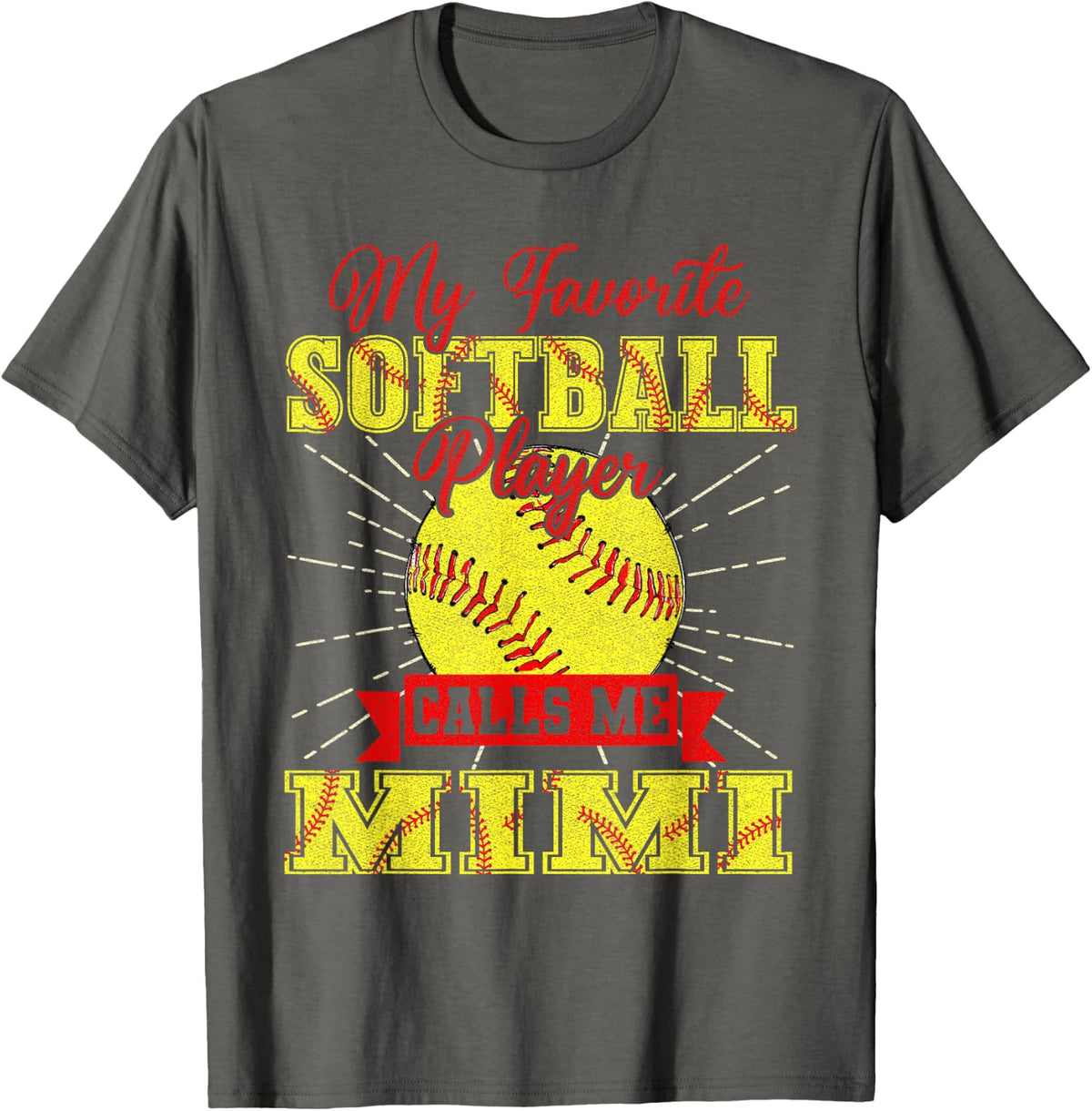 Softball My Favorite Softball Player Calls me Mimi T-Shirt - Asphalt Grey