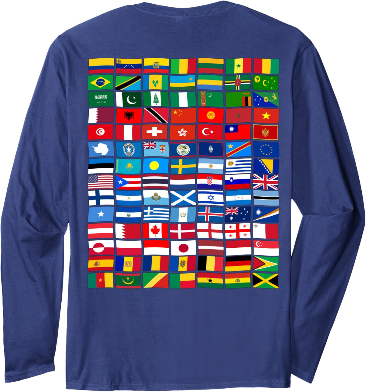 Flags of the Countries of the World,International Gift Long Sleeve T-Shirt - Adult Unisex Navy Blue