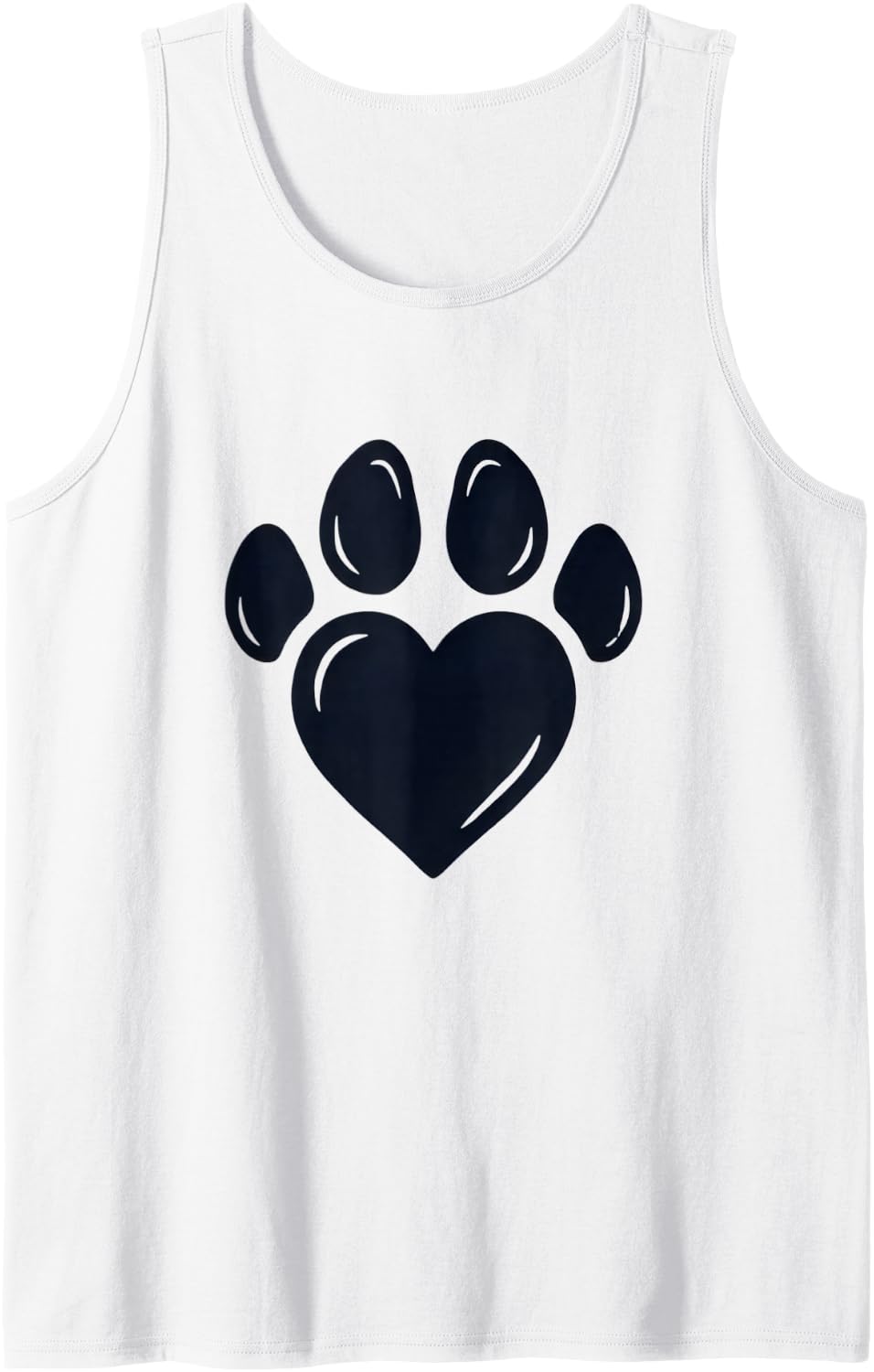 Black Silhouette Cat Paw with Heart Toe Bean Kitty Art Sleeveless Tank Top - White