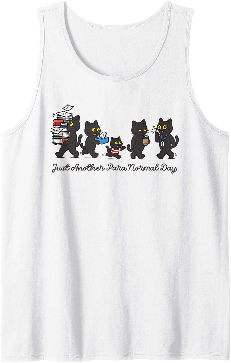 Paraprofessional Halloween Cat para Normal Activities Fall Sleeveless Tank Top - White