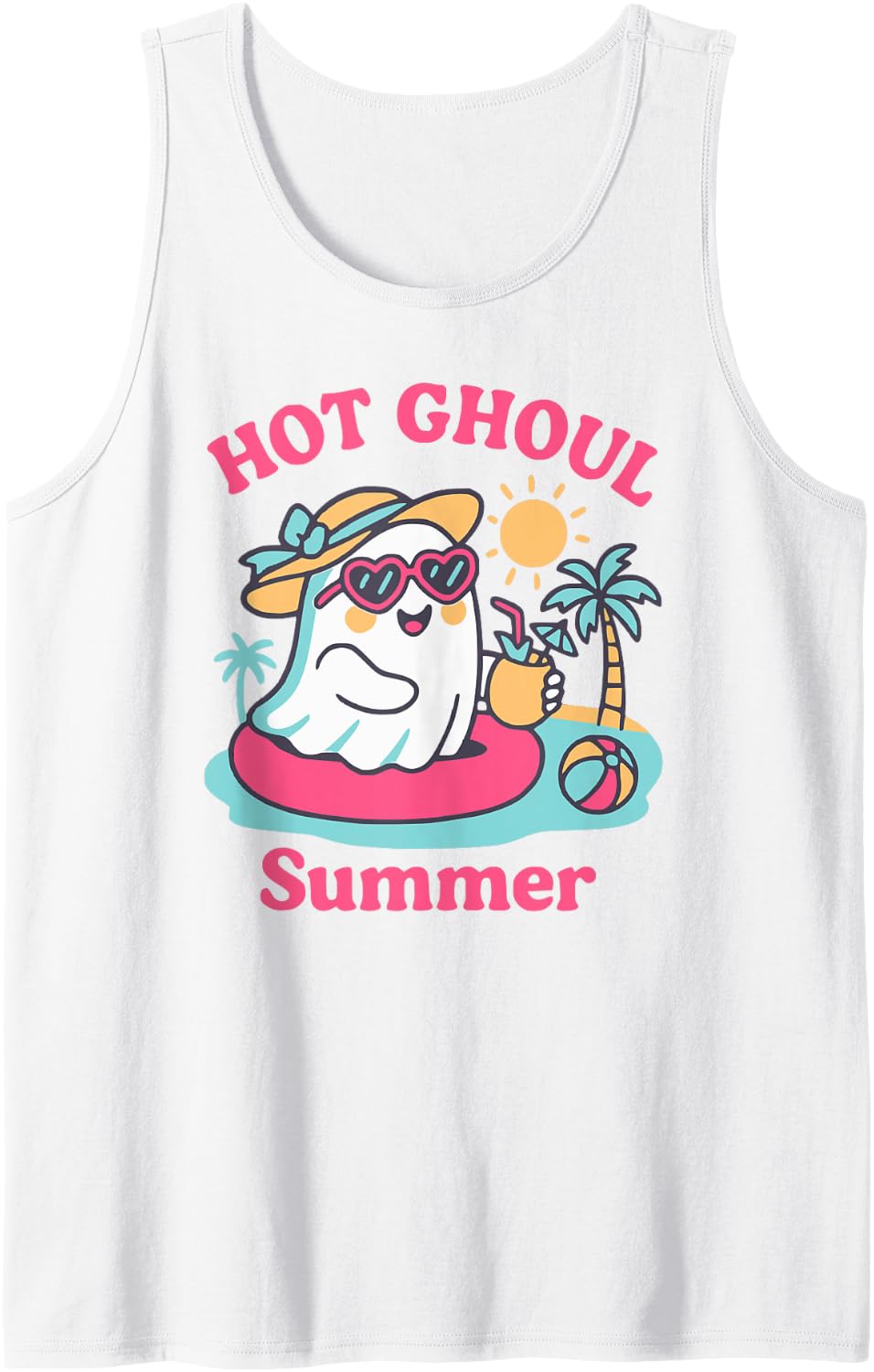 HOT GHOUL SUMMER Funny Halloween Summerween Summer Tank Top - White