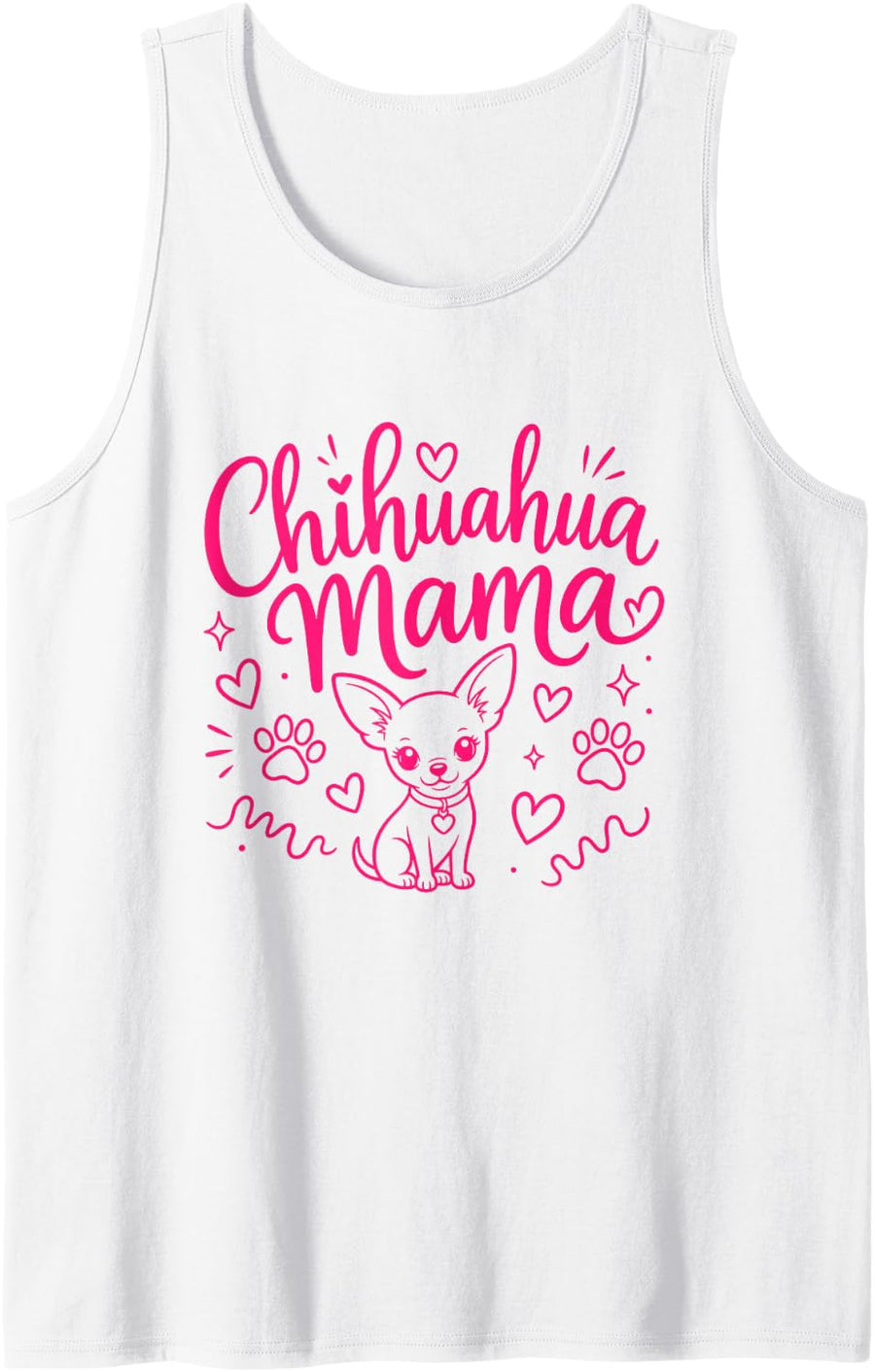 Chihuahua Mama Cute Dog Mom Heart Paw Sleeveless Tank Top - White