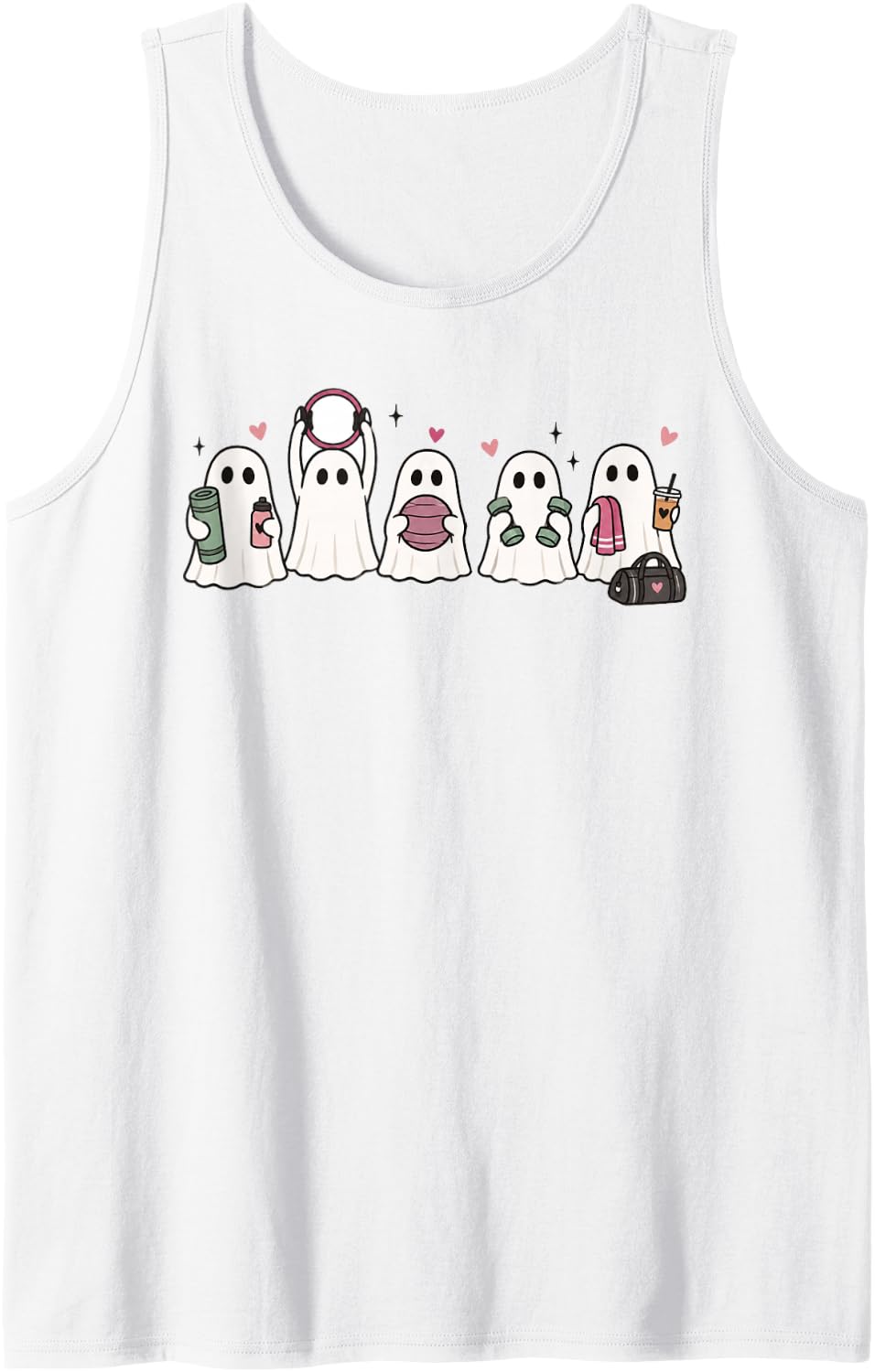 Halloween Pilates Lover Instructor Ghost Fitness Workout Sleeveless Tank Top - White