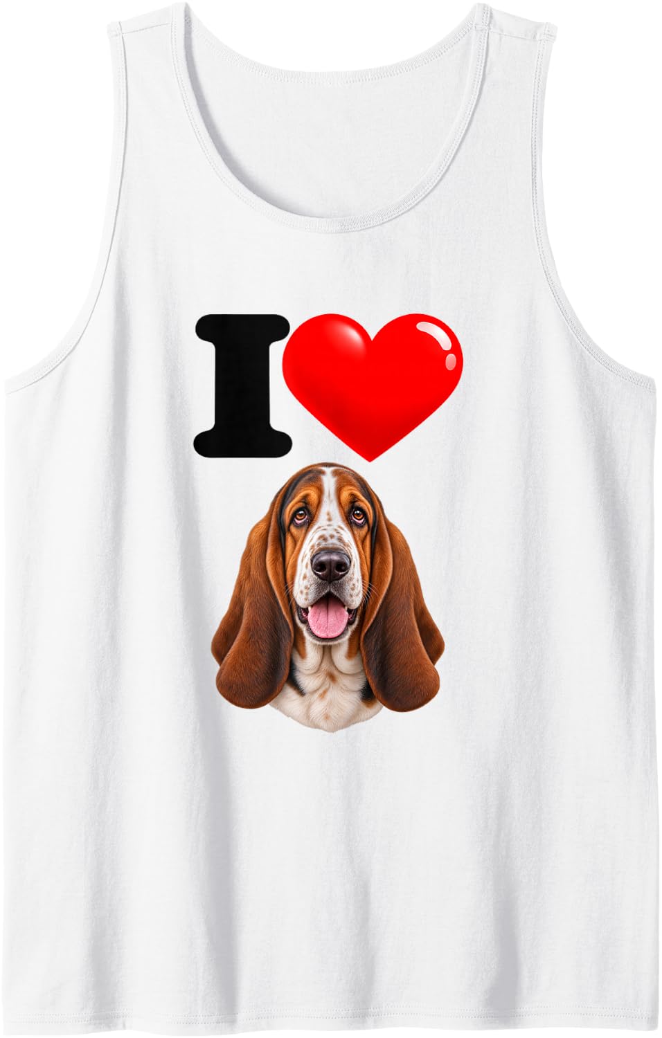 I Love Basset Hound Cute Dog Mom Dad Sleeveless Tank Top - White