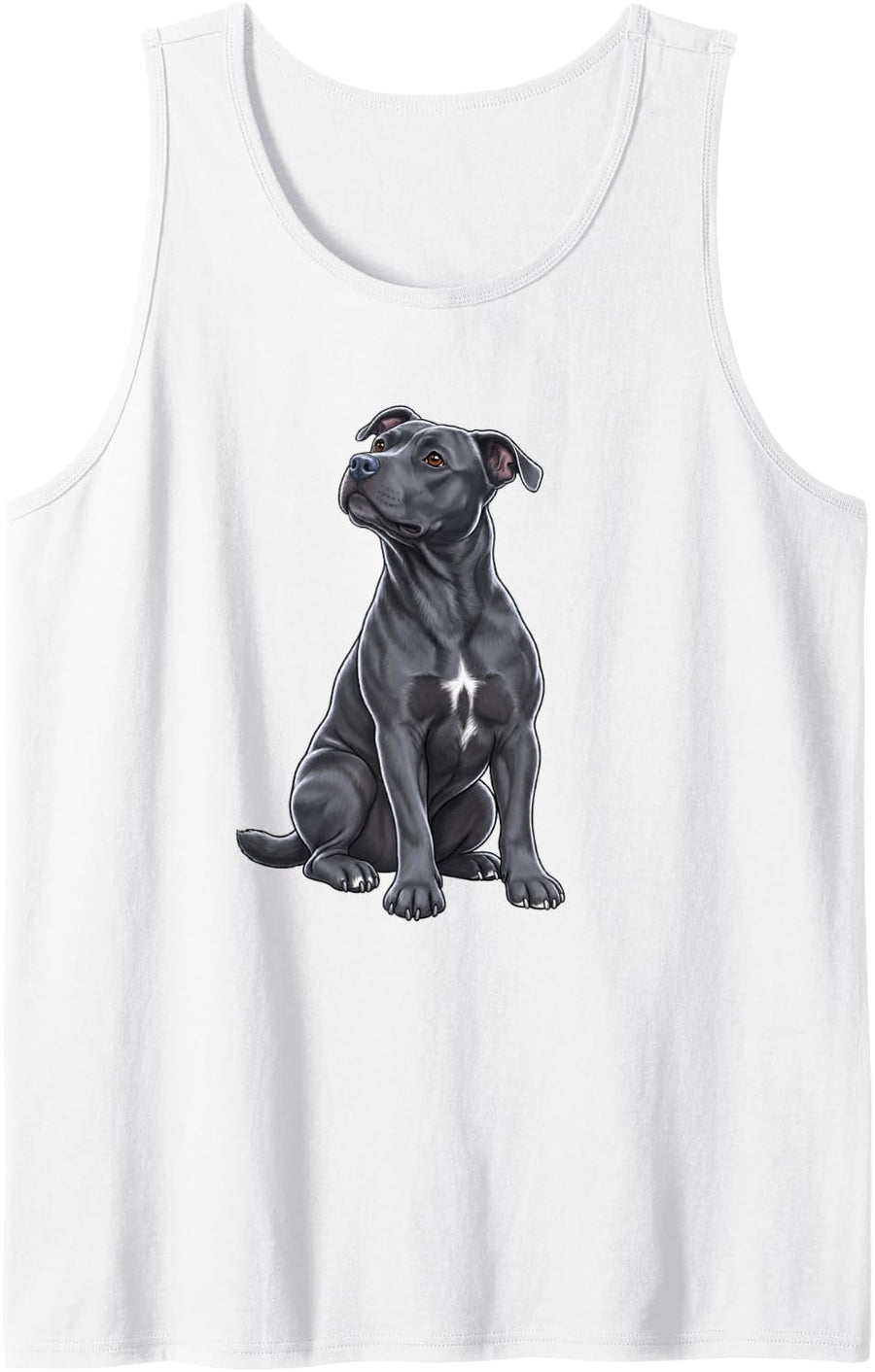 Mom Black Pittie American Staffordshire Pit Bull Terrier Dog Sleeveless Tank Top - White