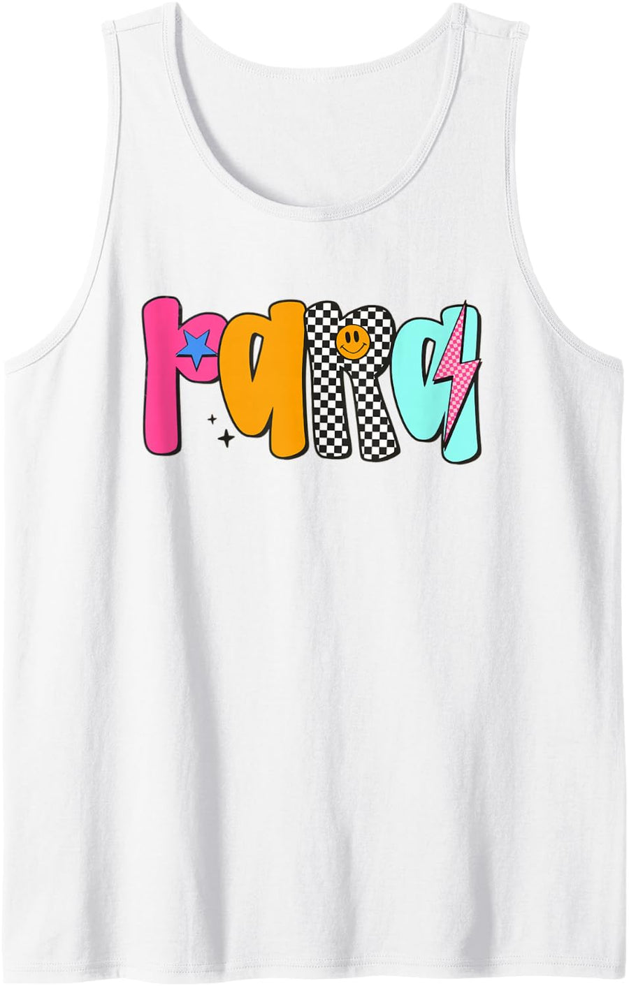 Paraprofessional Back to School para Squad Teacher Aside Sleeveless Tank Top - White