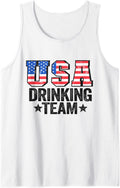 USA Drinking Team US American Flag 4th Of July Beer Drinking Tank Top - White