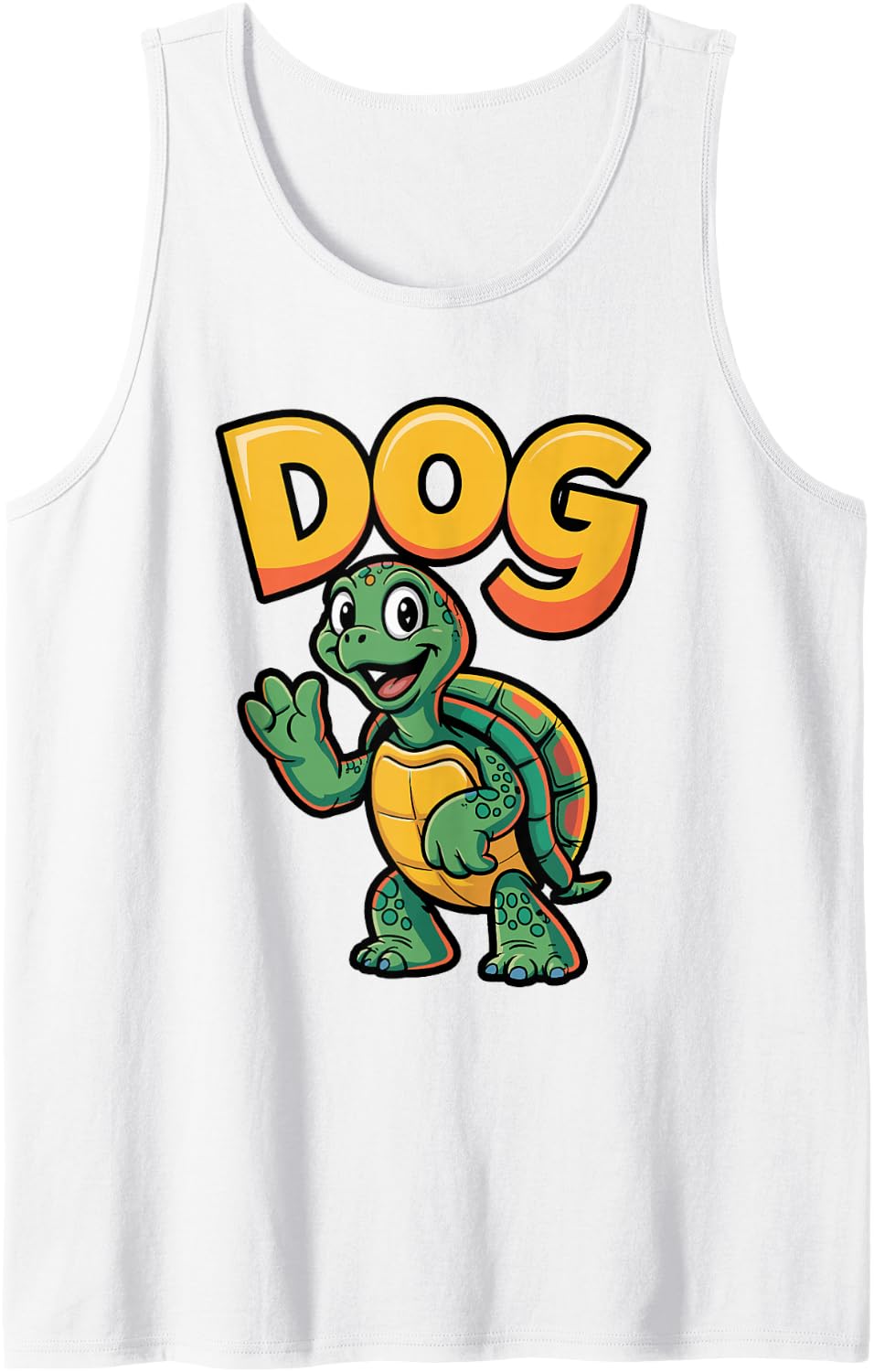 Tortoise Labeled “Dog” Funny Meme T-Shirt Sleeveless Tank Top - White
