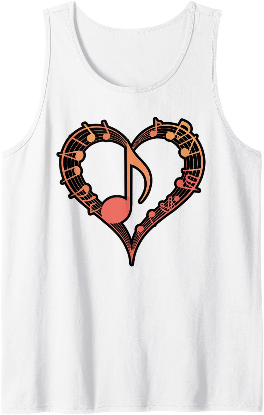 Heart Music Notes Pink Minimalist Design Tank Top - White