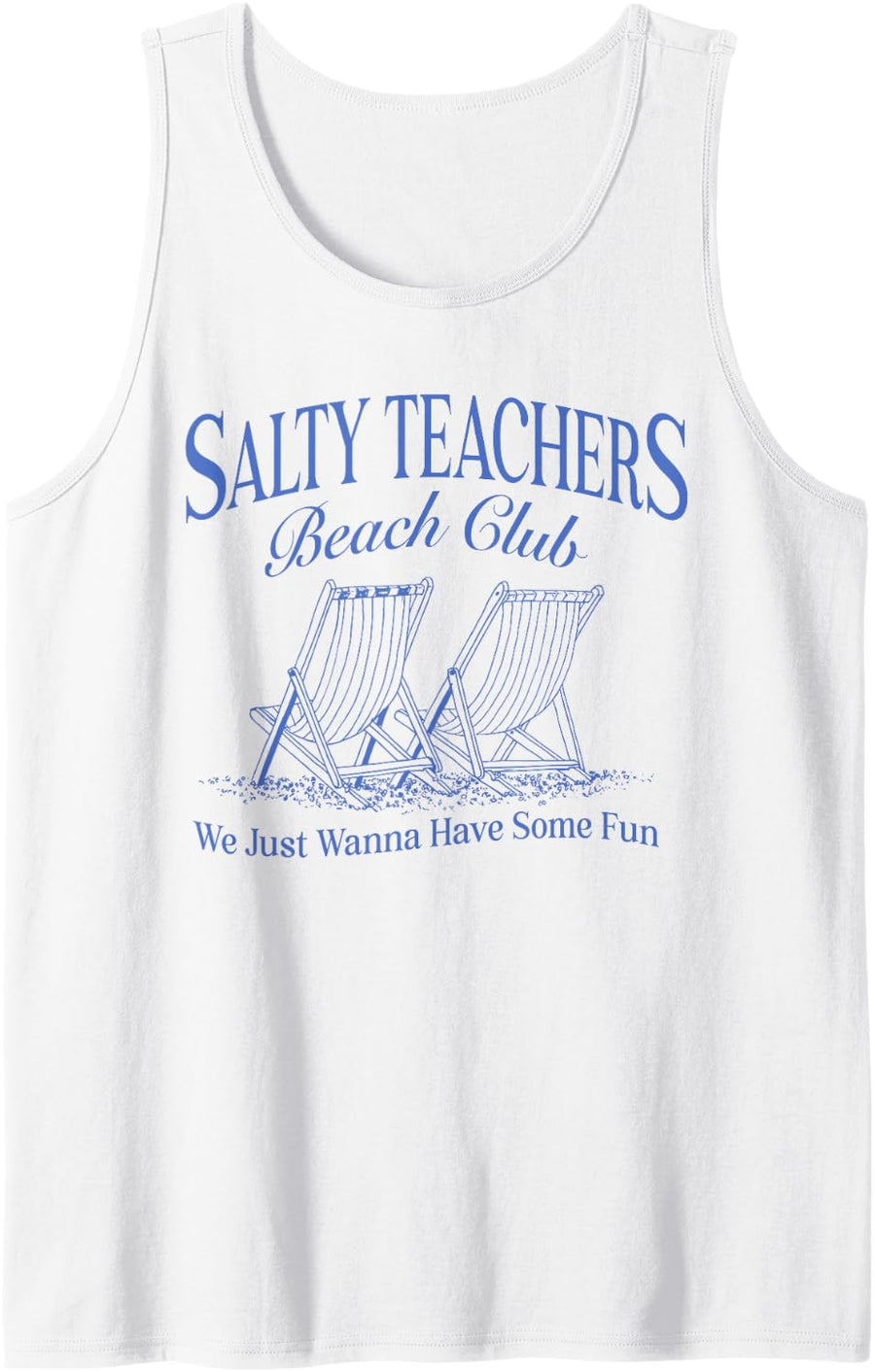 Salty Teachers Beach Club, Last Day of School Teacher Summer Sleeveless Tank Top - White