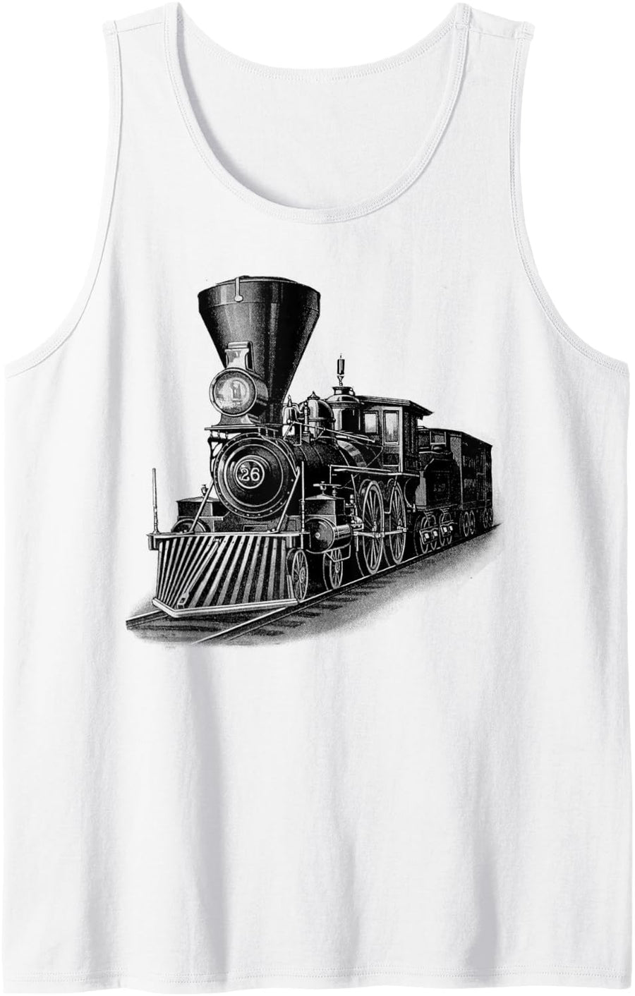Locomotive Steam Train Railway Locomotive Sleeveless Tank Top - White