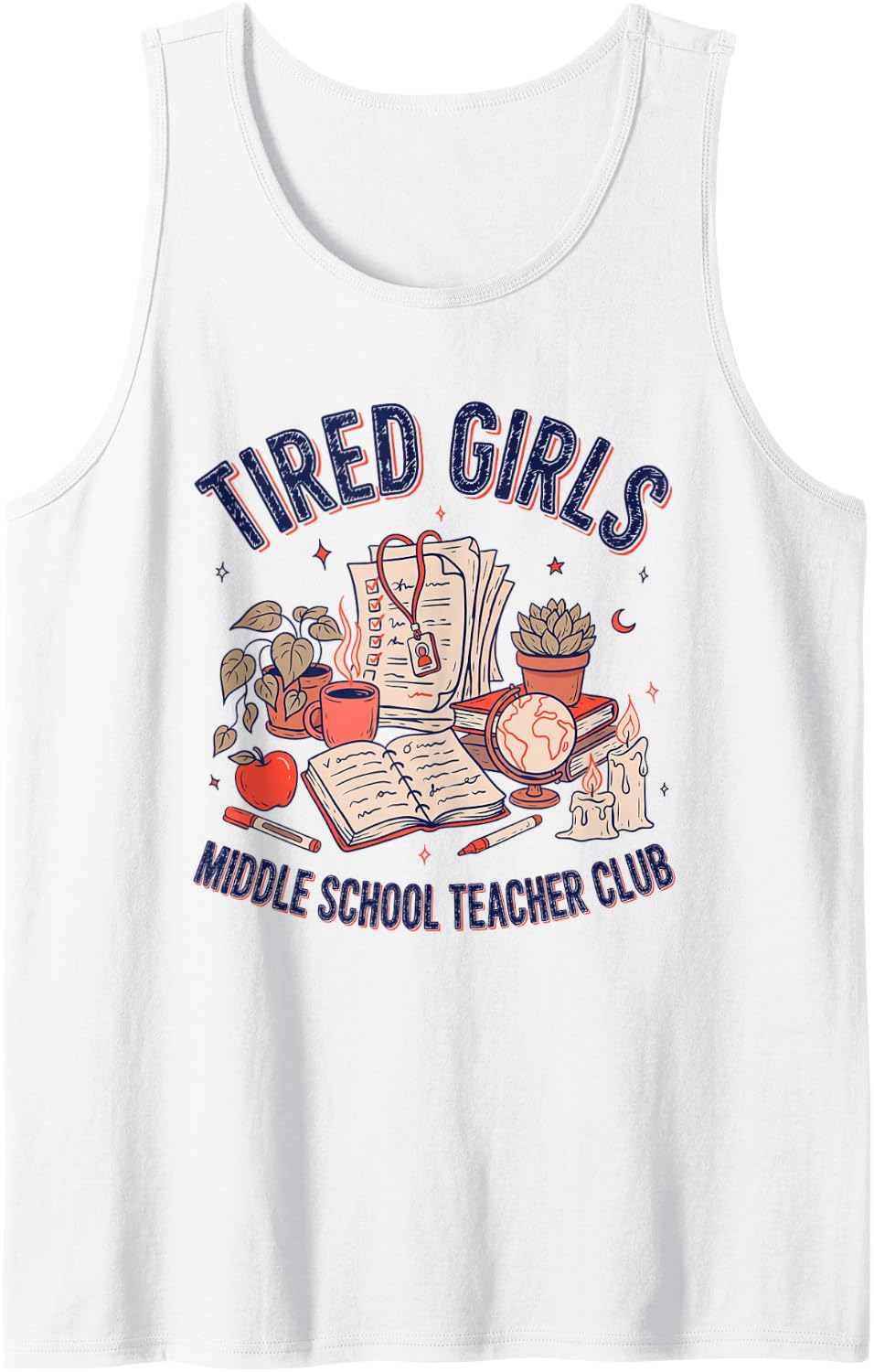 Middle School Teacher Junior High Educator Instructor Sleeveless Tank Top - White