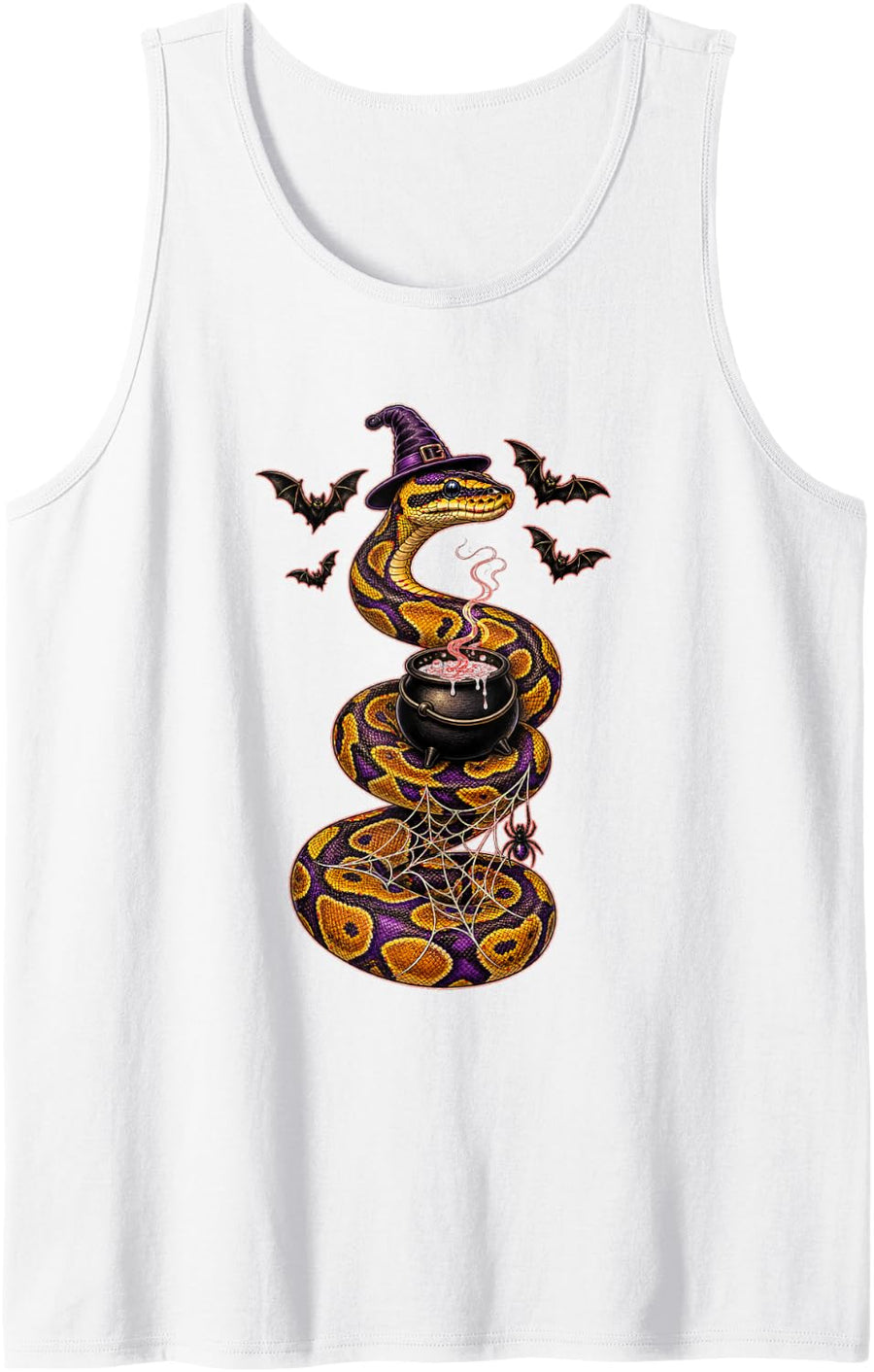 Halloween Ball Python Witch Snake Reptile Sleeveless Tank Top - White