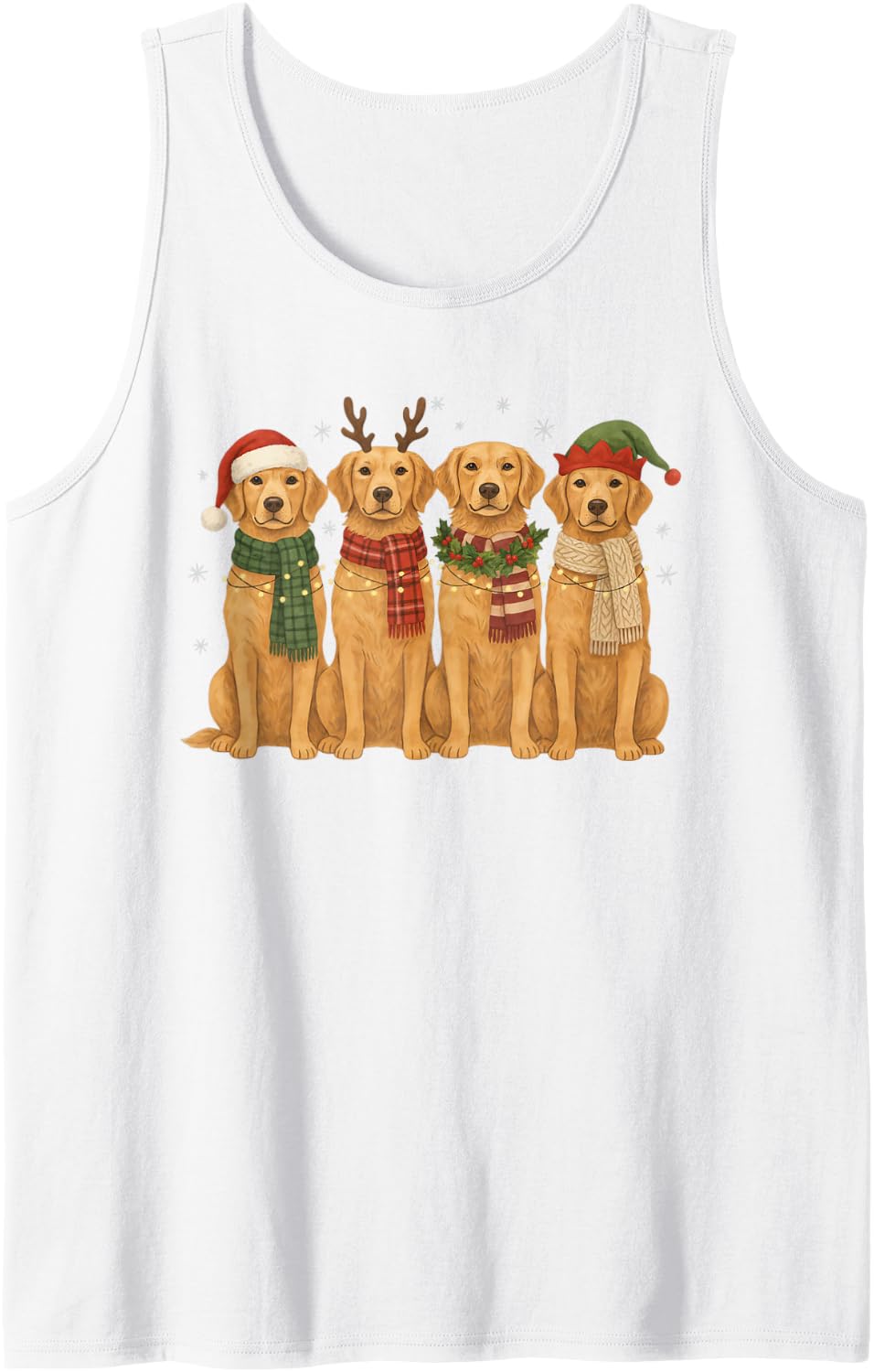 Funny Golden Retriever Christmas Friends Scarves Dog Mom Dad Sleeveless Tank Top - White