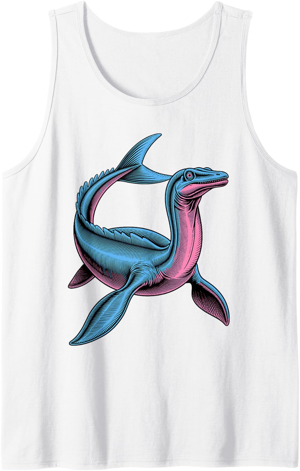Plesiosaurus Art for Men Women Paleontologist Plesiosaurus Sleeveless Tank Top - White