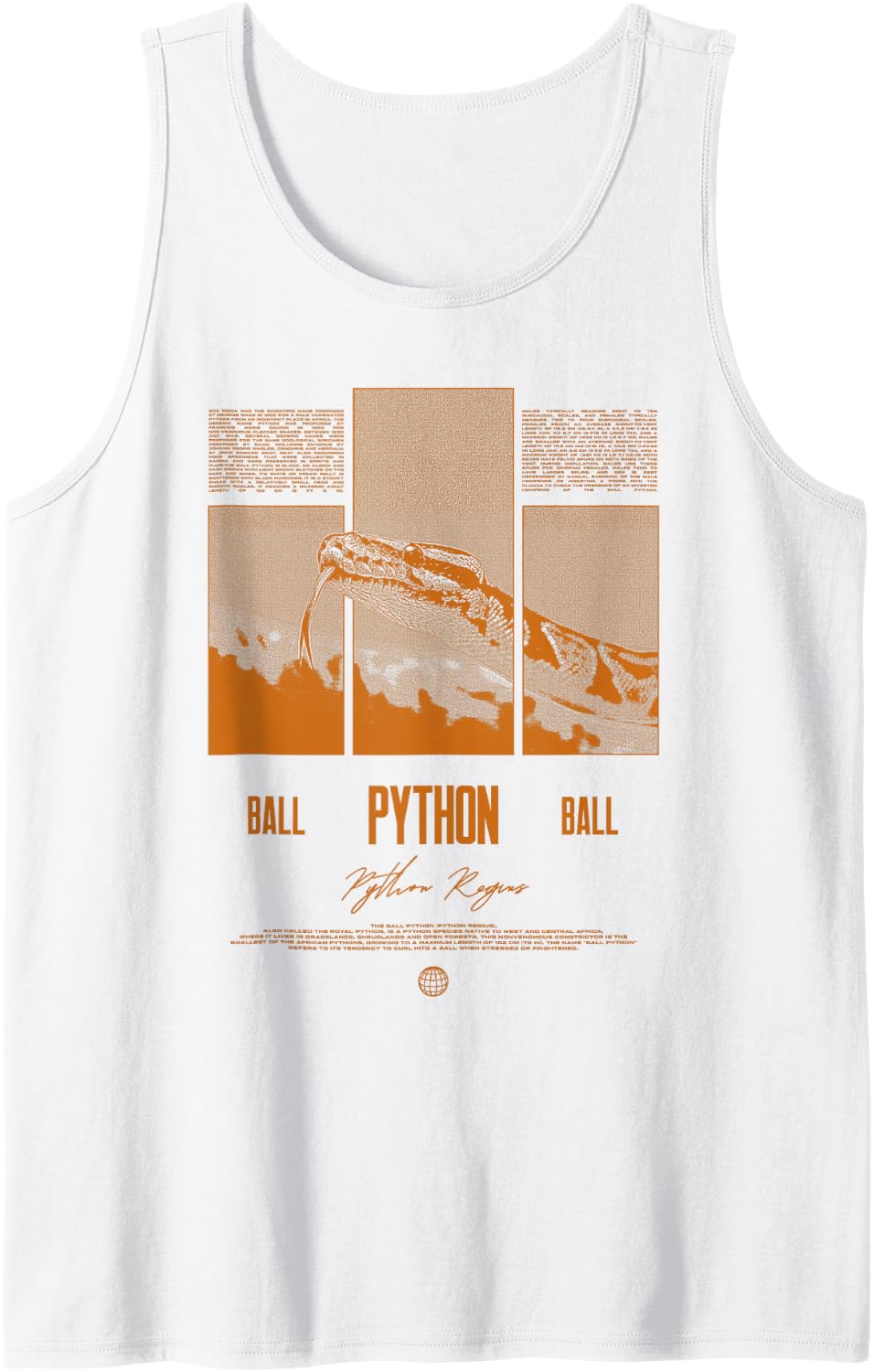 Ball Python Modern Reptile Keeper Streetwear Sleeveless Tank Top - White