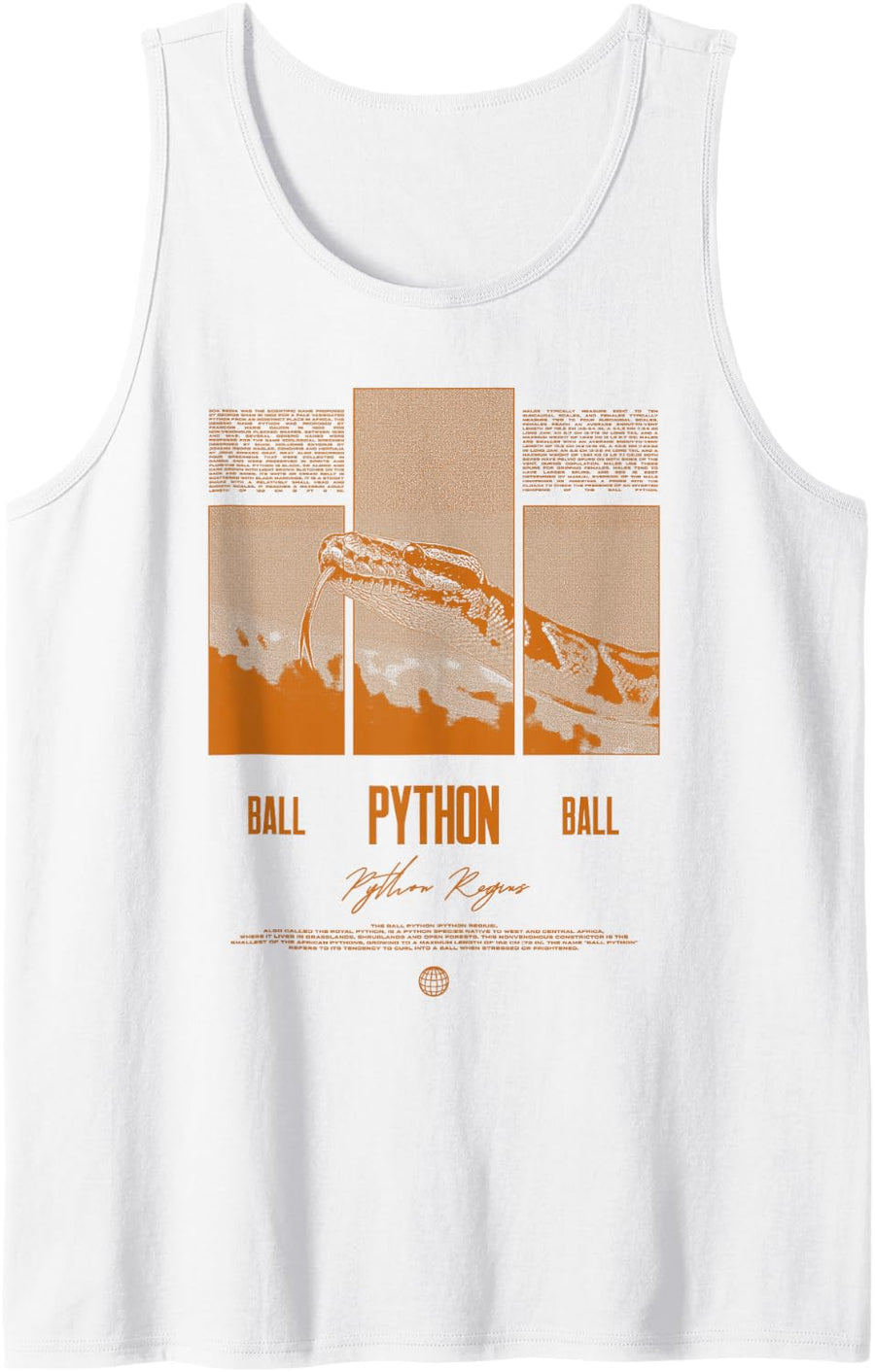Ball Python Modern Reptile Keeper Streetwear Sleeveless Tank Top - White