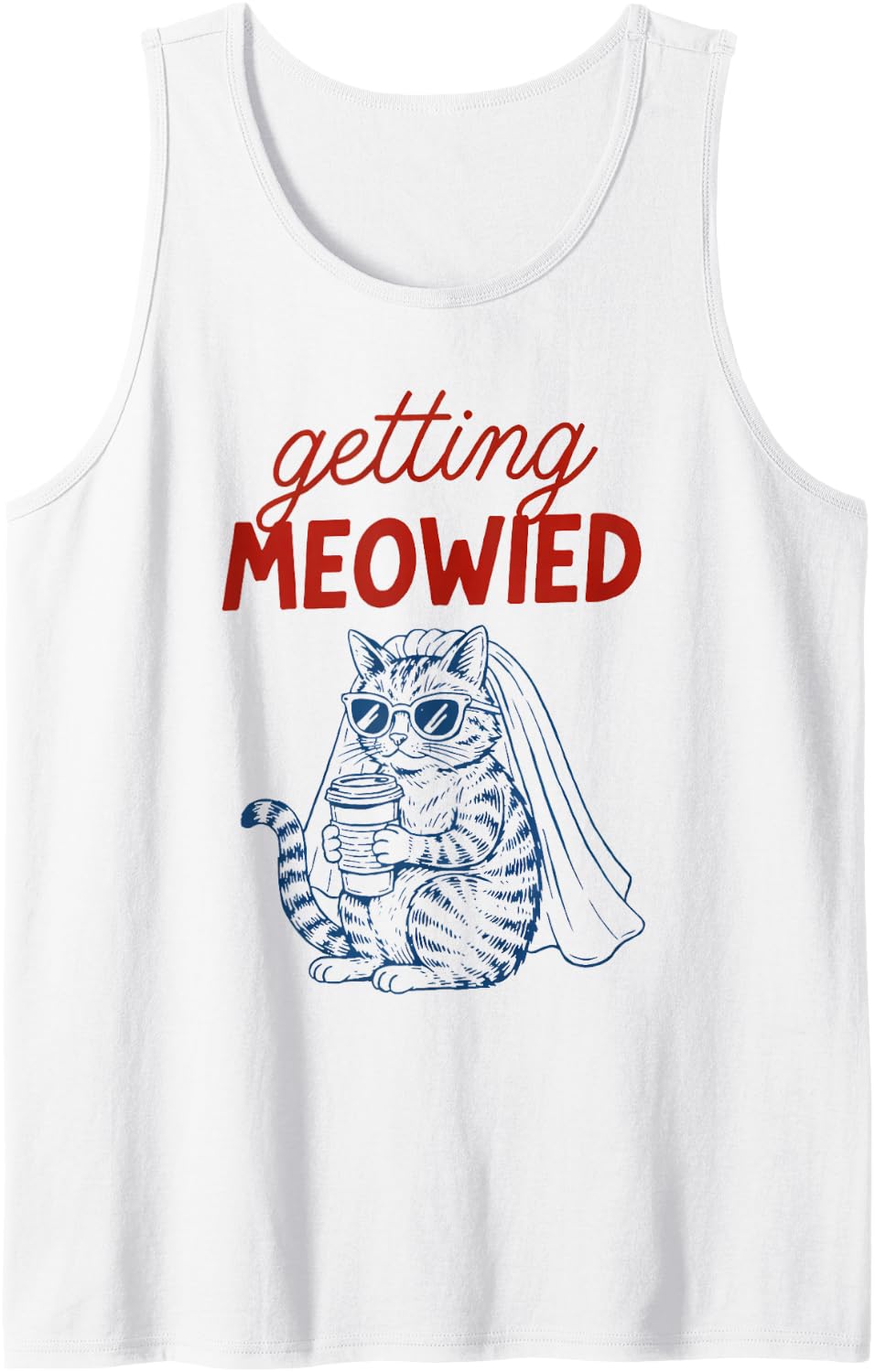 Getting Meowied Cat Bride Wedding Bridal Shower Bachelorette Sleeveless Tank Top - White