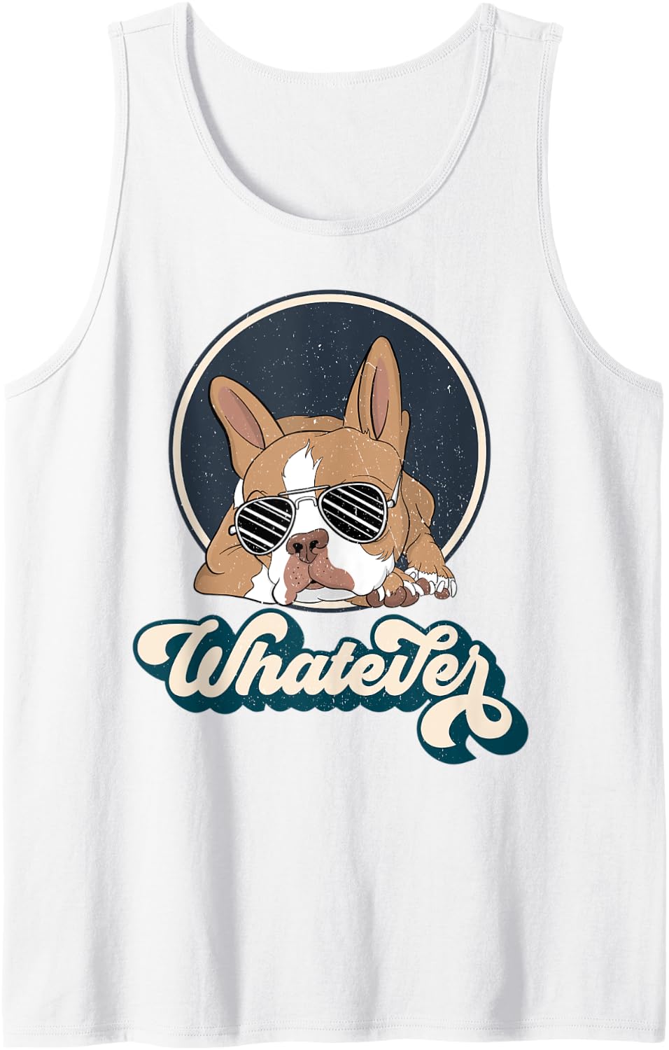 Whatever Vintage Boston Terrier Dog Distressed Graphic Tank Top - White