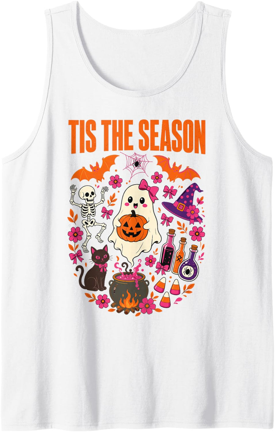 Tis The Season Spooky Halloween Retro Vintage Cottagecore Tank Top - White